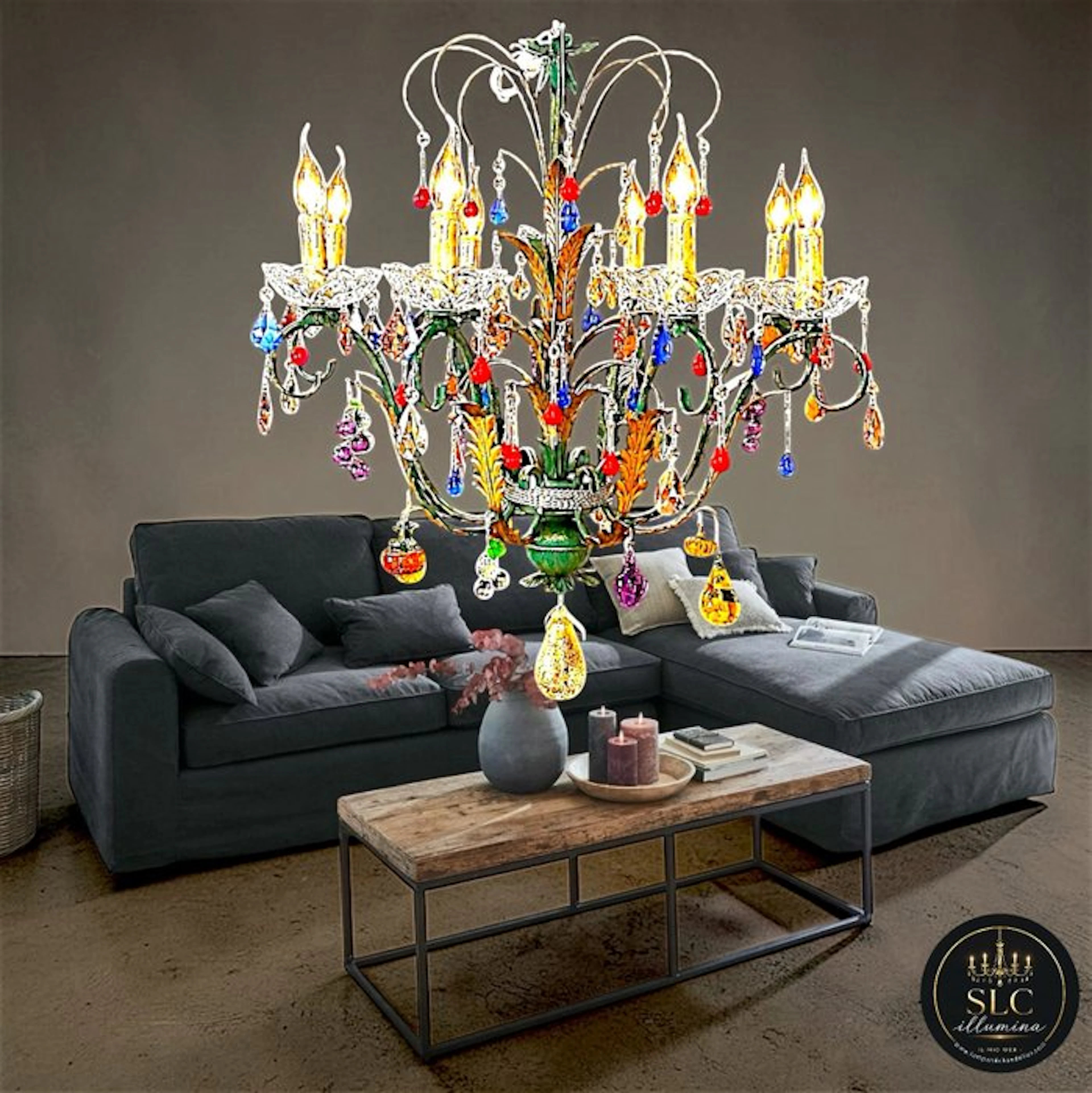 SLC Illumina - MG - Chandelier - Wrought iron - fruit 8Lights