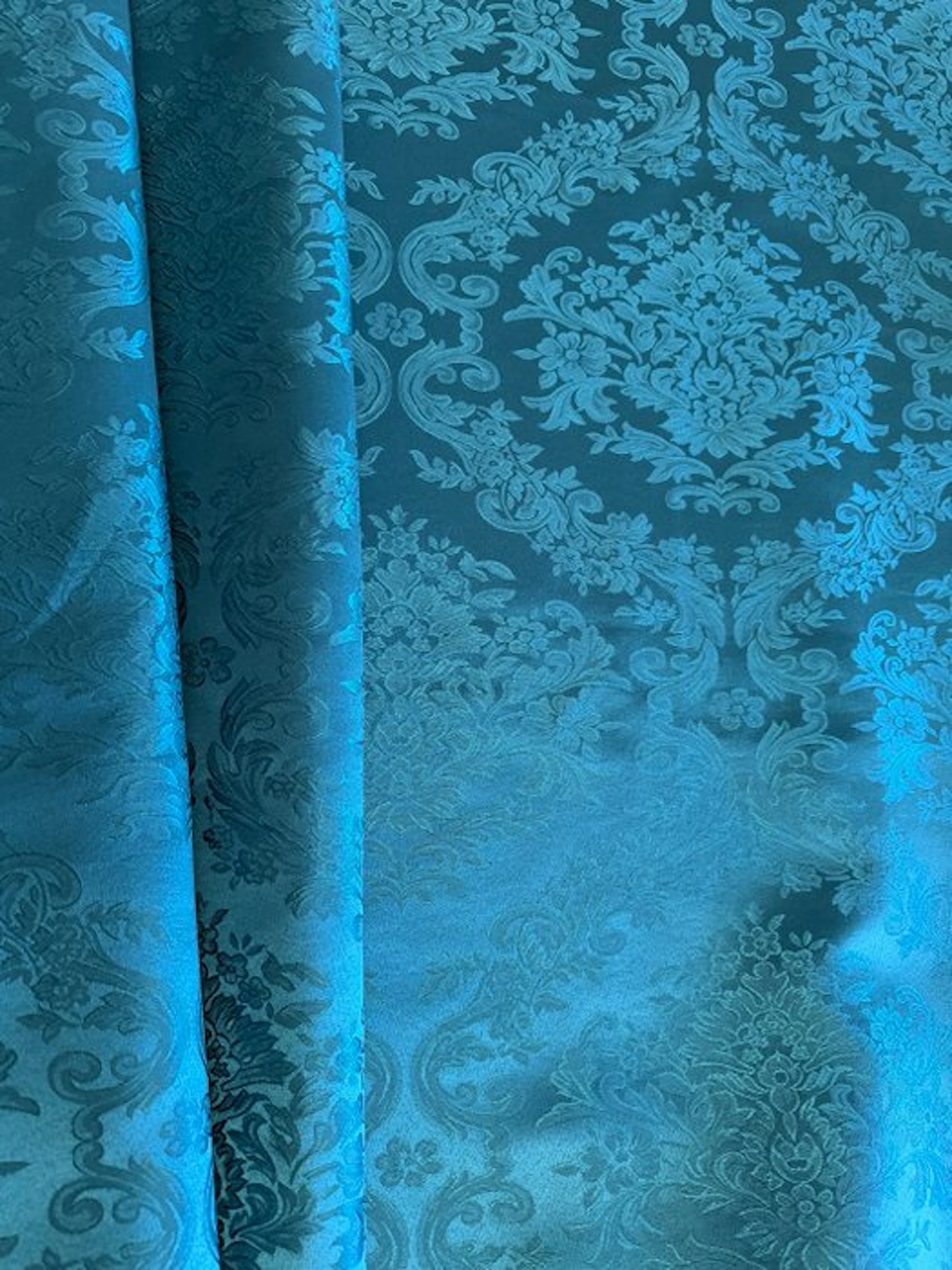 Luxurious Venetian San Leucio teal damask fabric - Textile - 2.8 m - 2.5 m