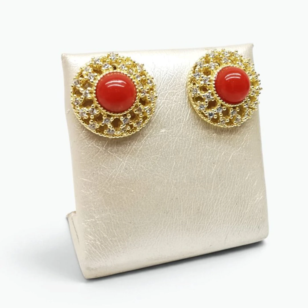 Coral - Silver - Earrings - Italian craftsmanship