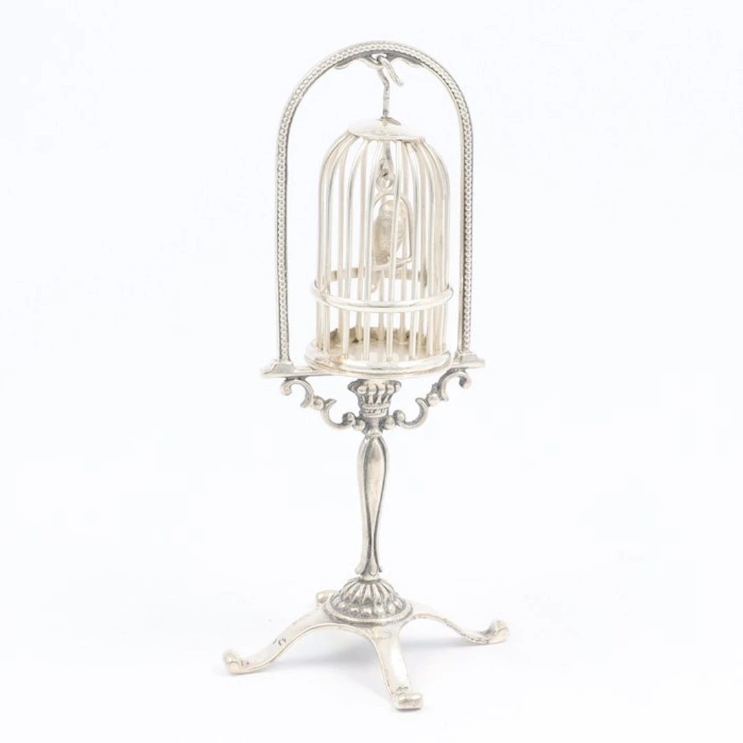 NO RESERVE - C. & A. Lesener - Miniatuur Volière - Figurine - .835 silver