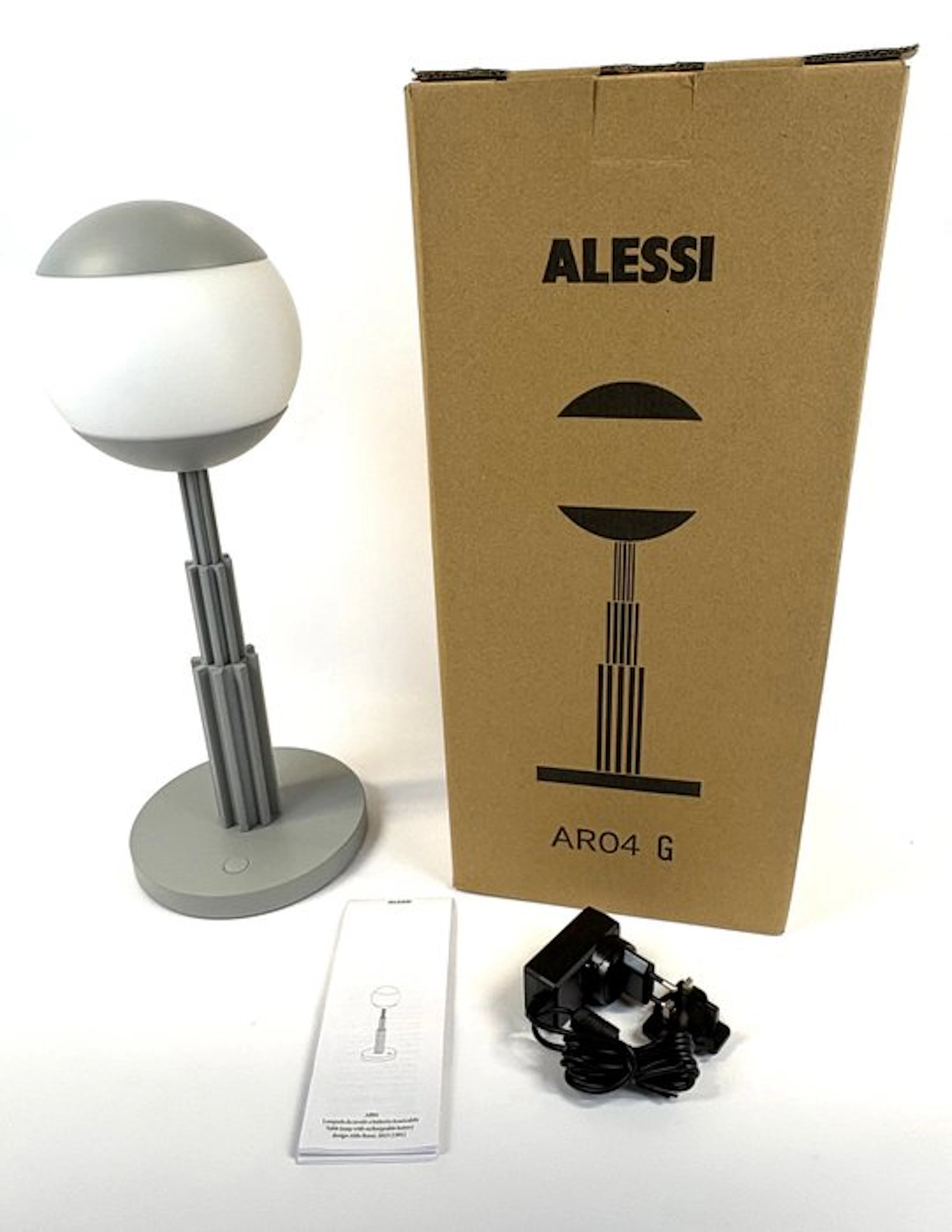 Aldo Rossi - Lamp - AR04 - Coloured aluminium, grey and glass sphere