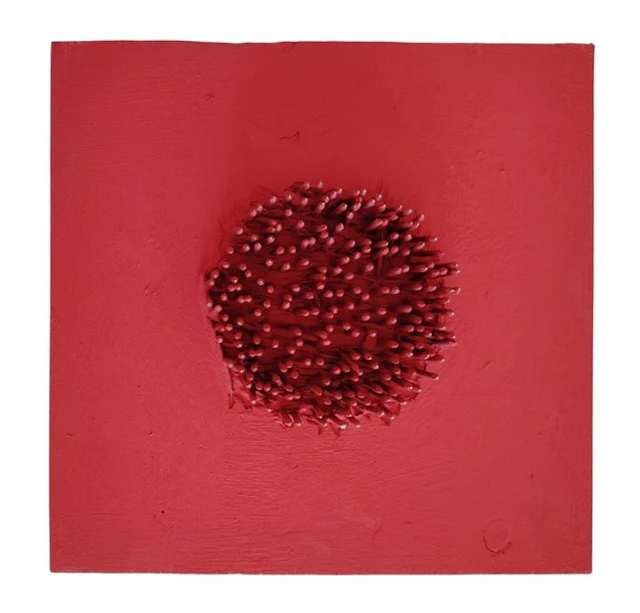 Bernard Aubertin (1934-2015) - Tableau clous, fiammiferi su tavola
