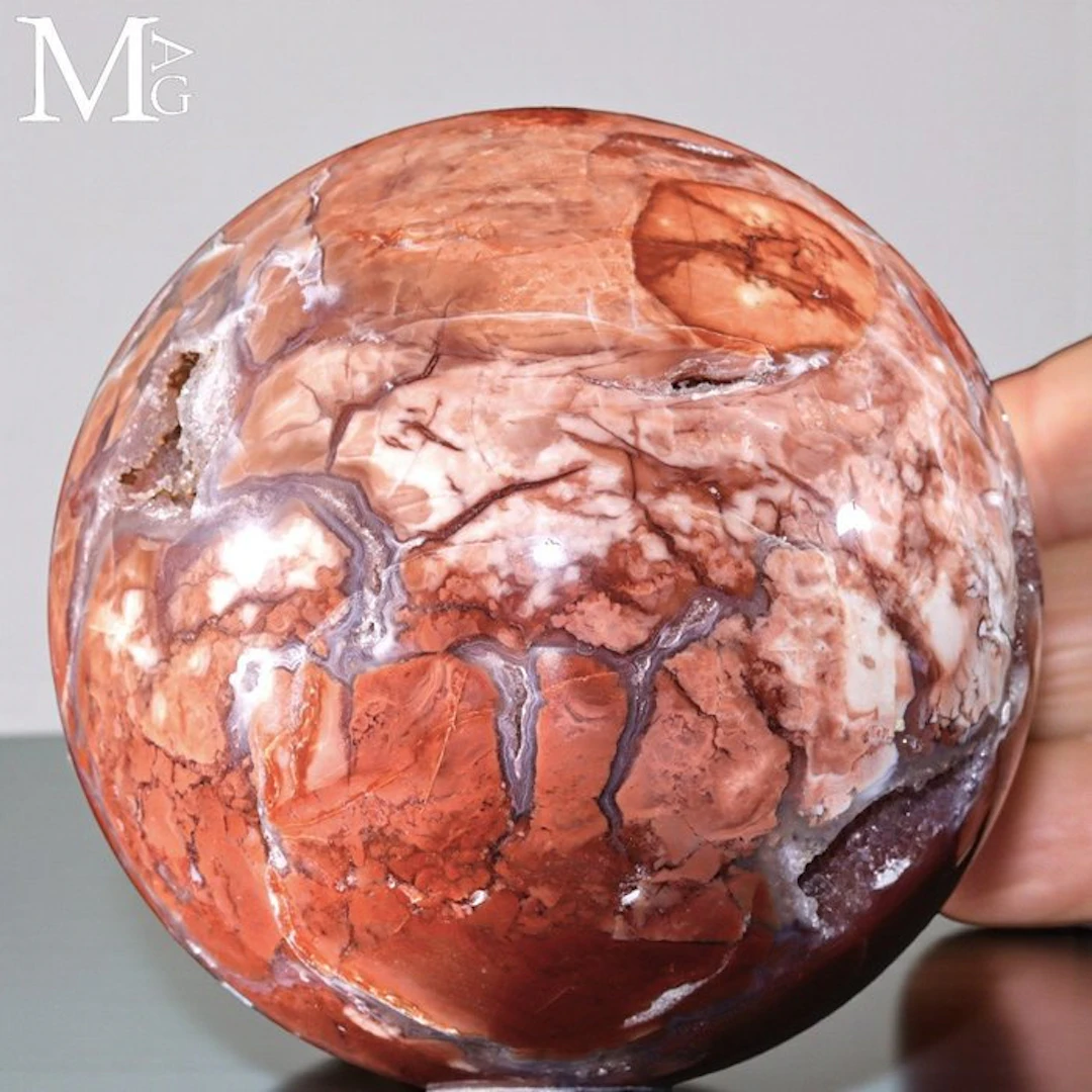 Red Brecciated Agate with Crystalline Quartz Voids...