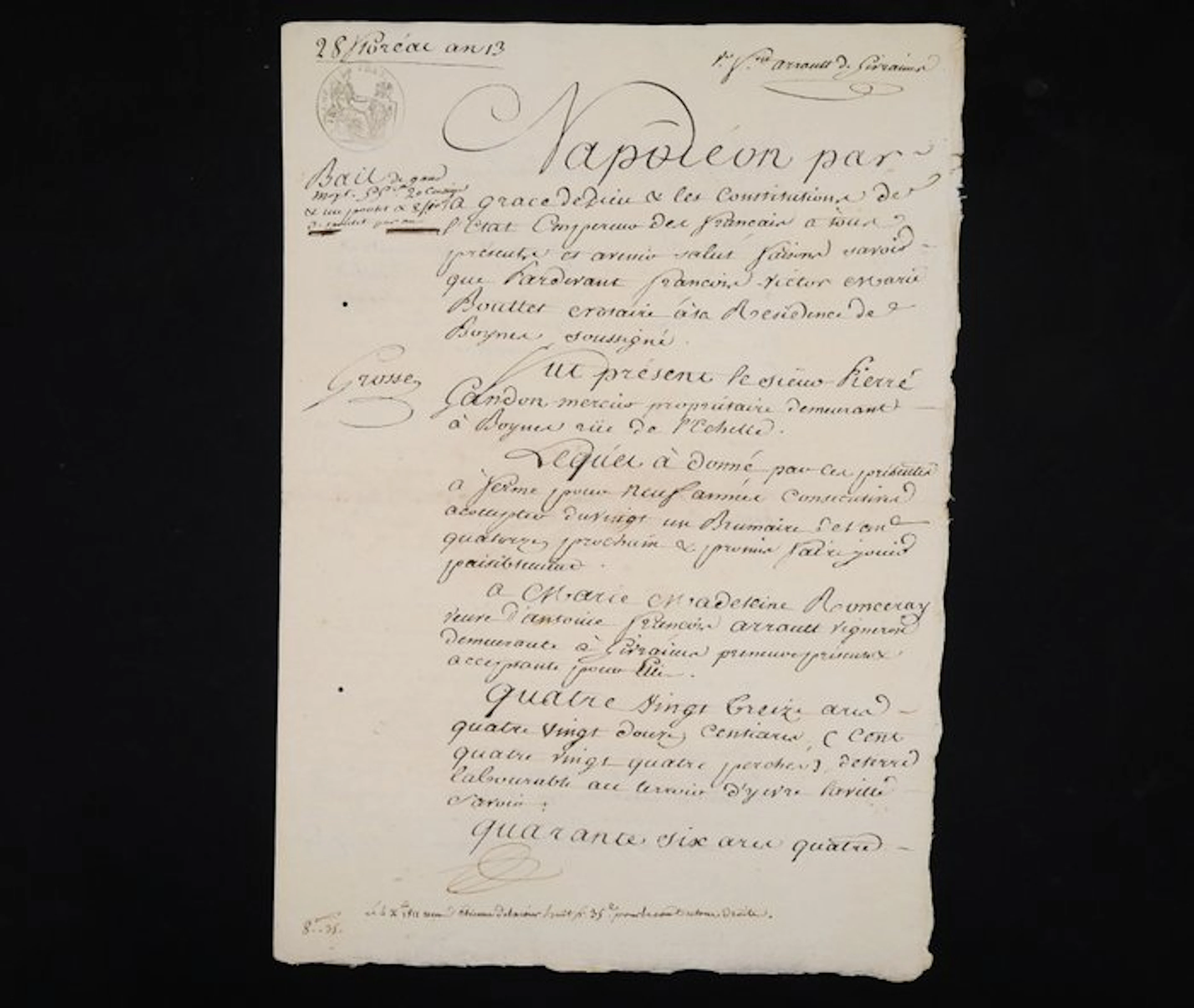 Sous Napoléon Bonaparte - Bail rural dans le Loiret - 1804