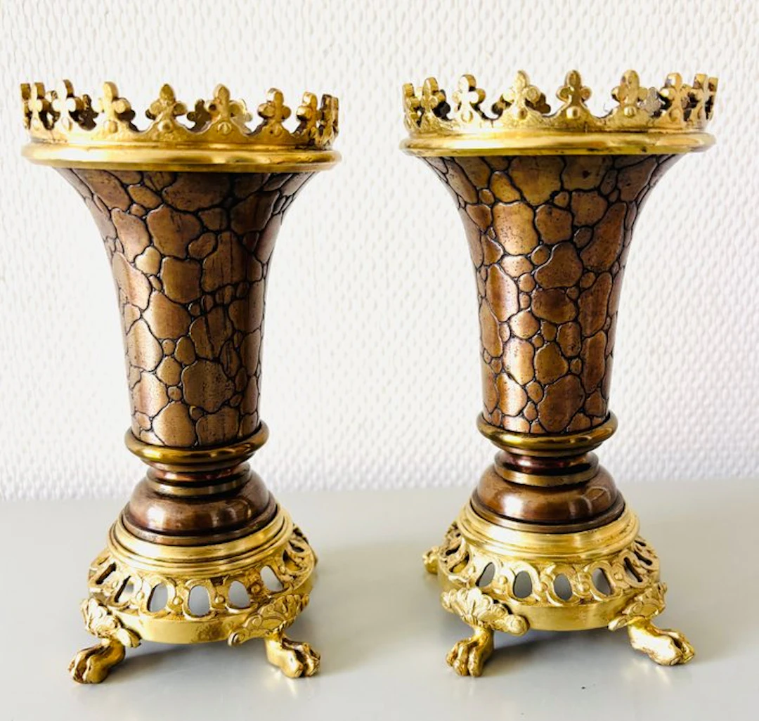 H.A.Lund - Vase (2) - Bronze, Brass - Neoclassical-style vases