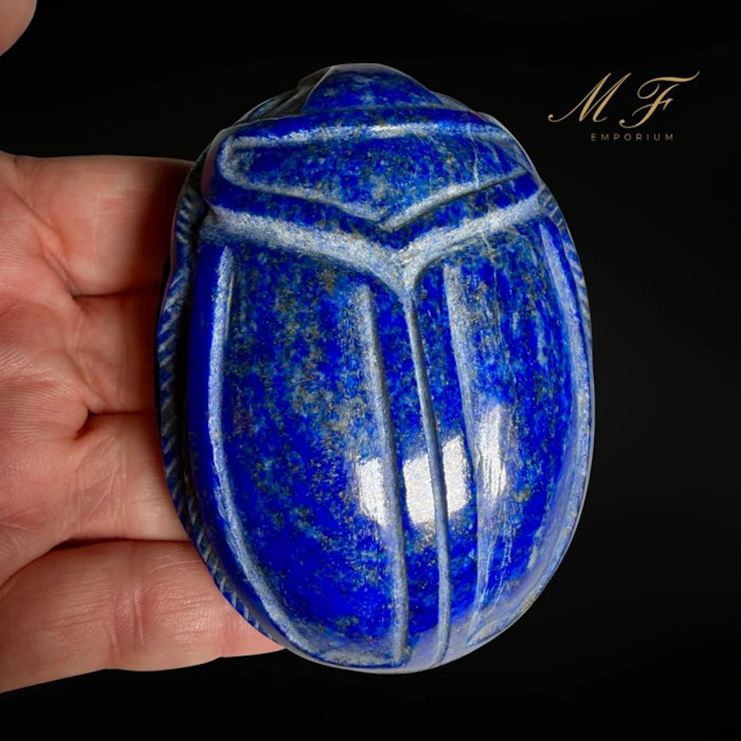 Egyptian talisman - Lapis lazuli scarab Carving - Height...