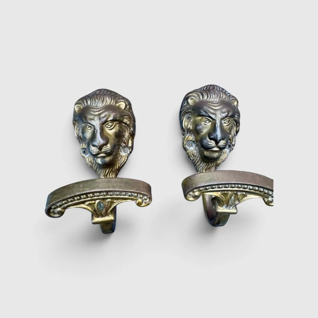 Set of coat hooks (2) - Brass - Art Nouveau