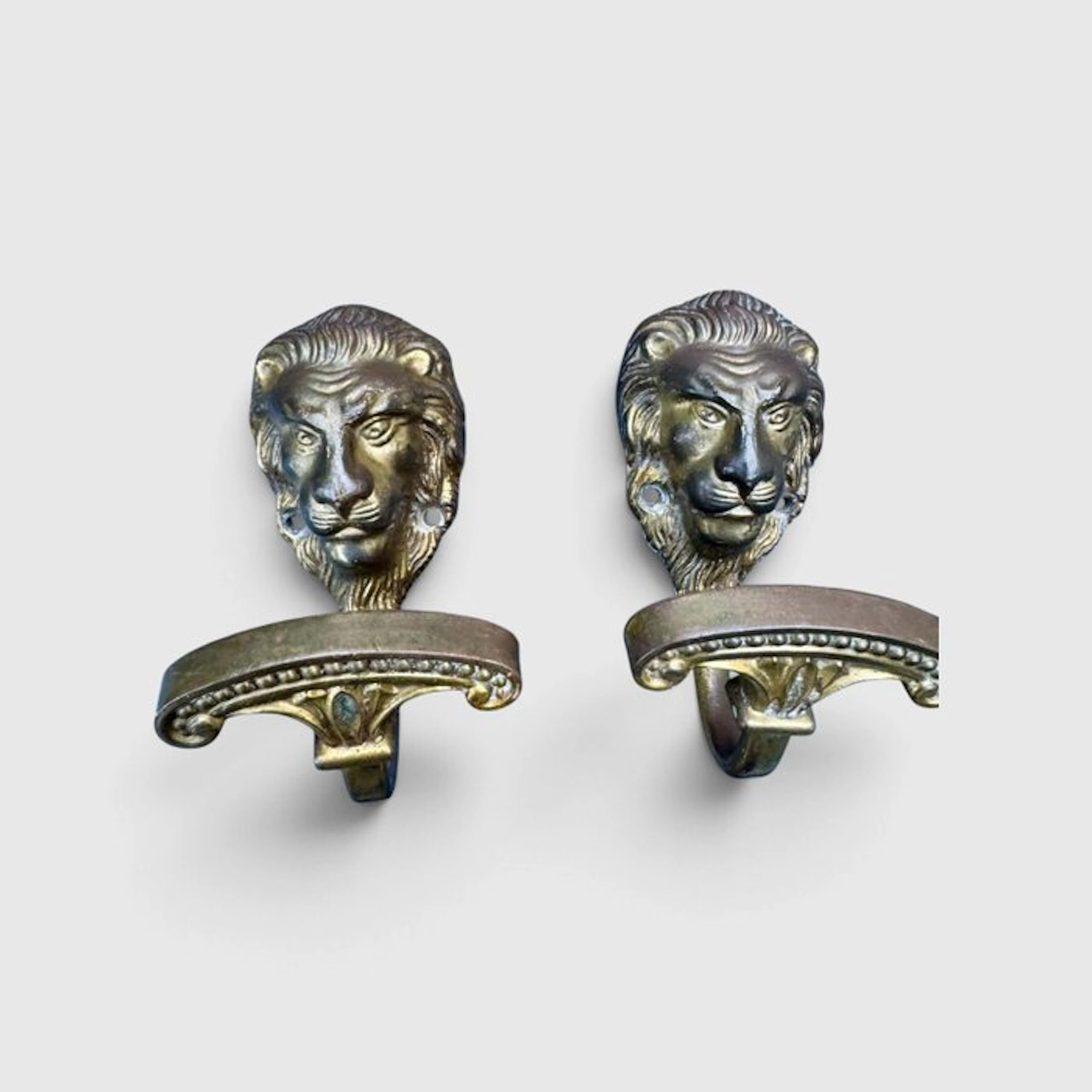Set of coat hooks (2) - Brass - Art Nouveau