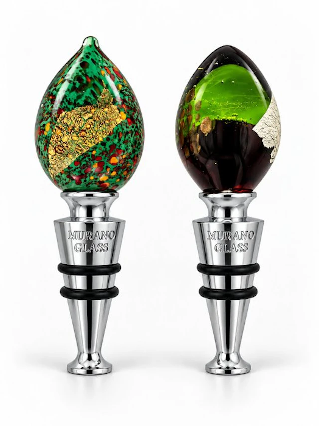 Sculpture, tappi per bottiglie in vetro di murano - 11 cm - 24kt gold