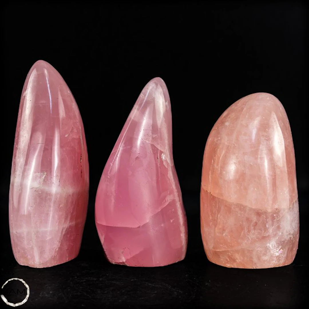 Rose Quartz Freeform Set – Elegant trio of delicately pink natural quartz