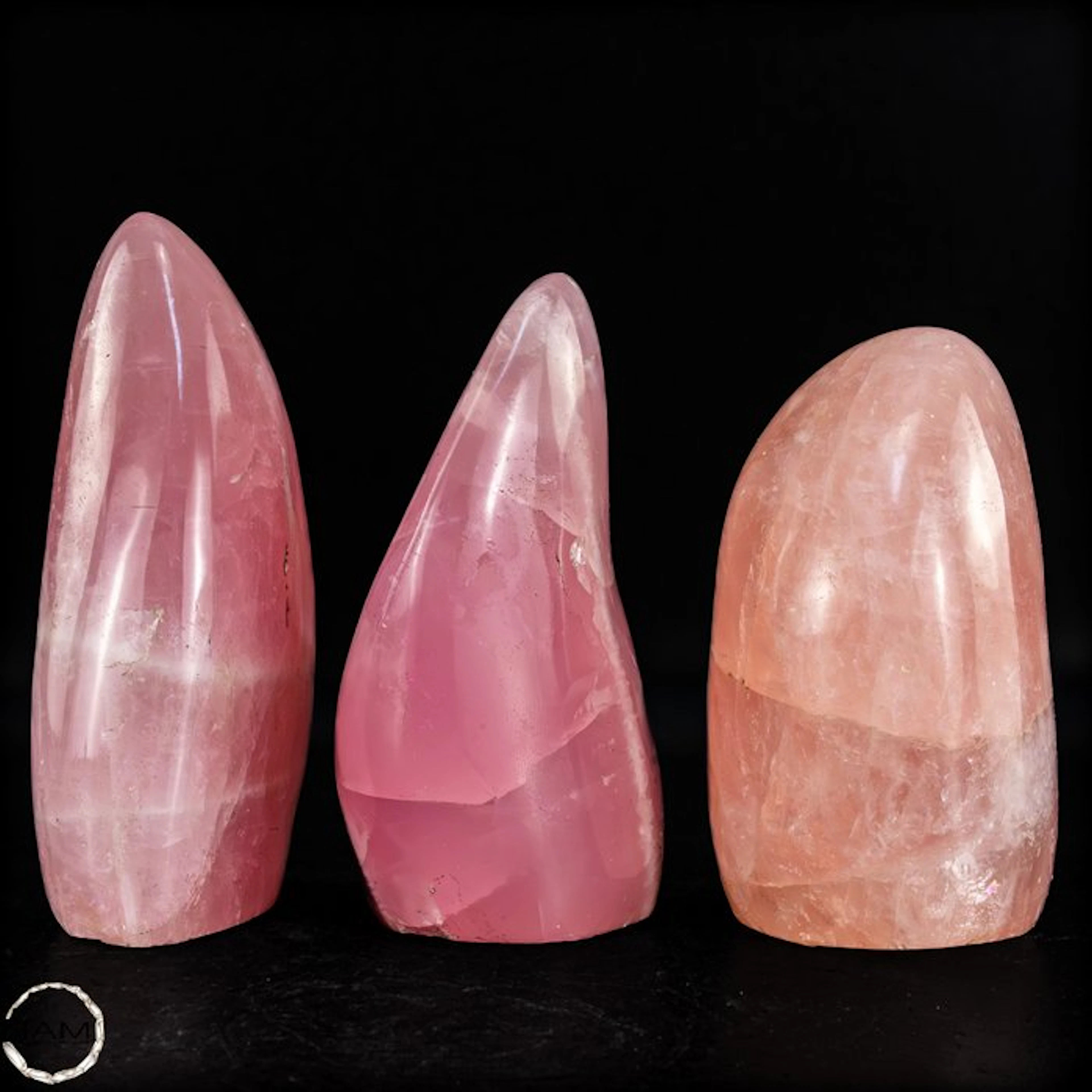 Rose Quartz Freeform Set – Elegant trio of delicately pink natural quartz