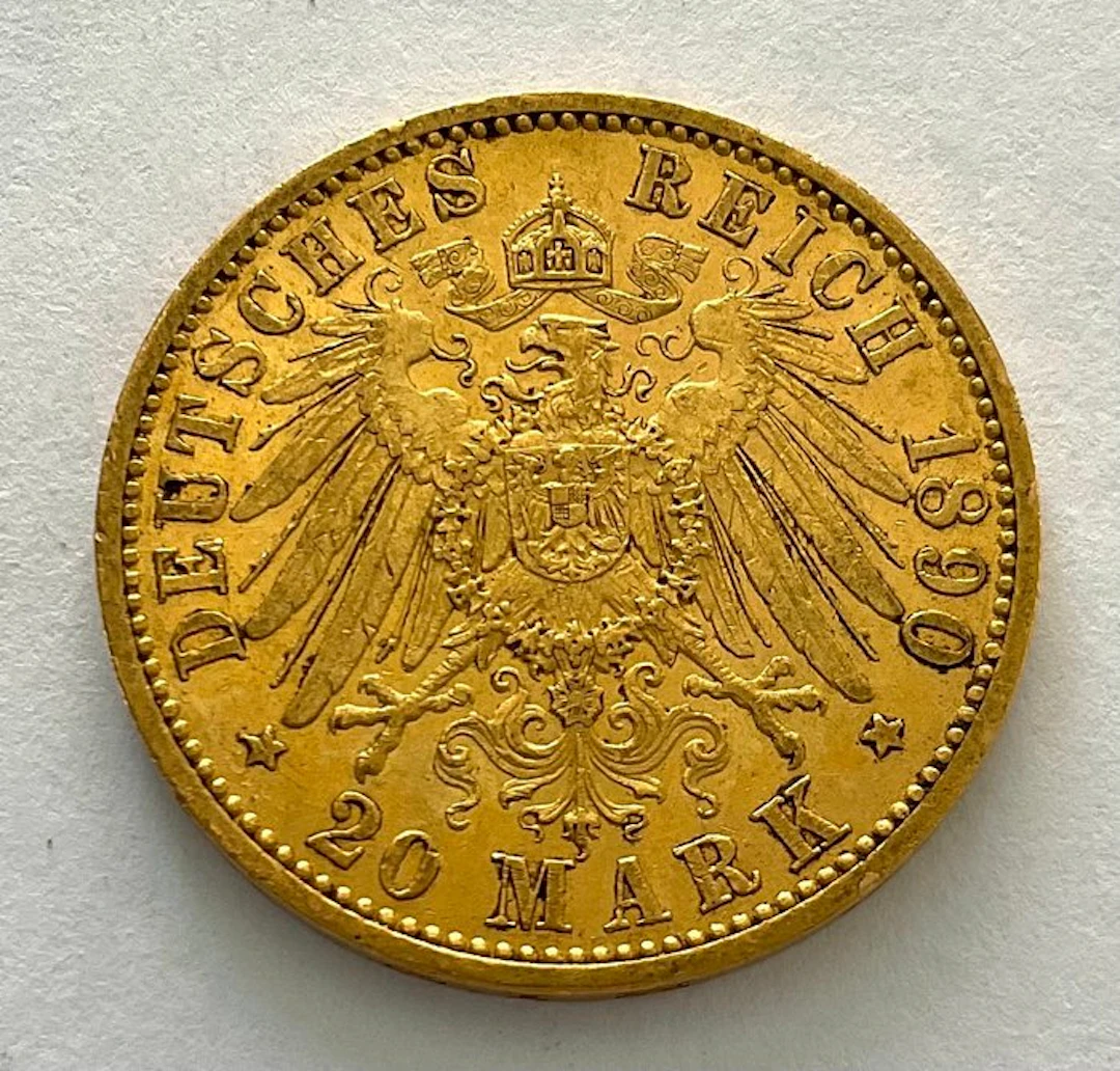 Germany, Empire Wilhelm II. 20 Mark 1890 A / Prussia