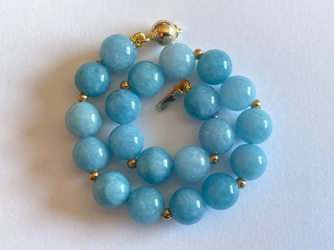 18 Carats (750) Gold - 68.85 Cts Aquamarine - Bracelet