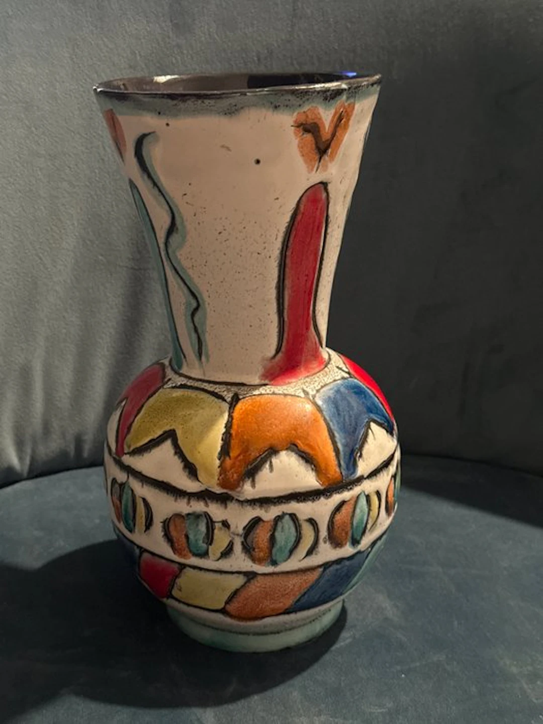 Vase Mid-Century en céramique émaillée Signé « Revi » Italie