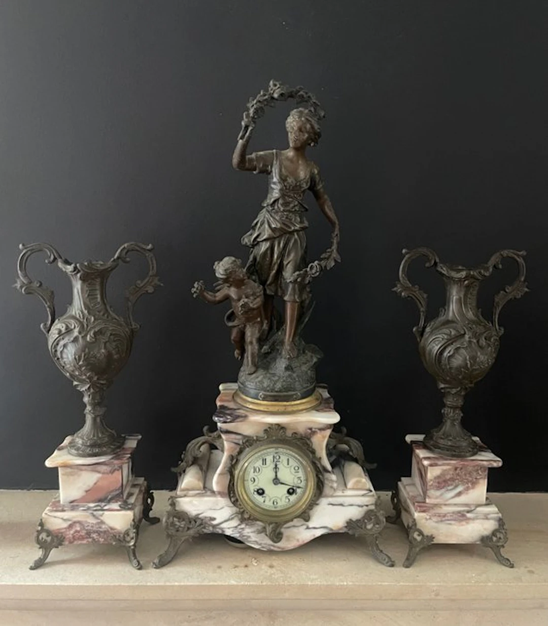 Clock and garniture set