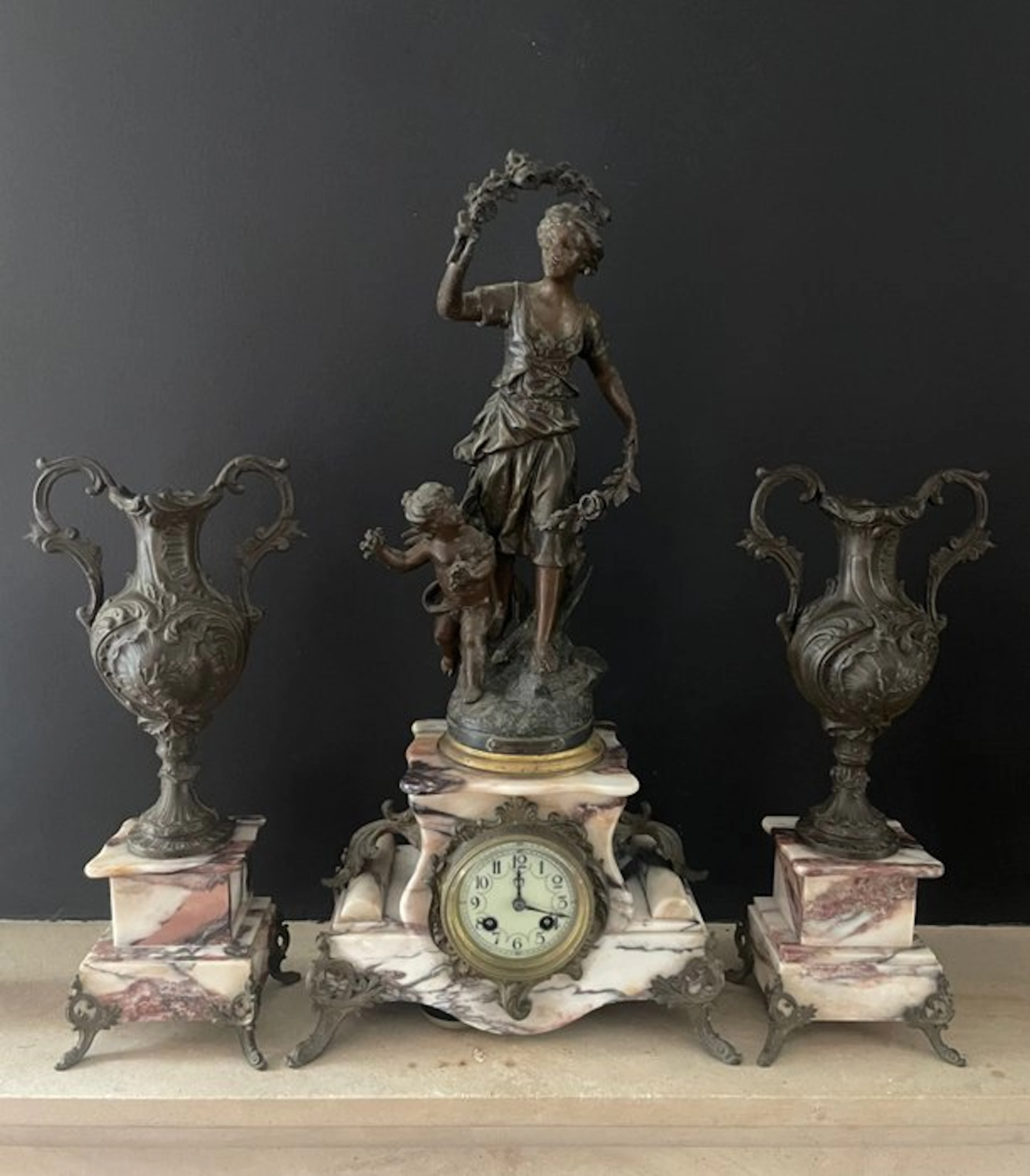 Clock and garniture set