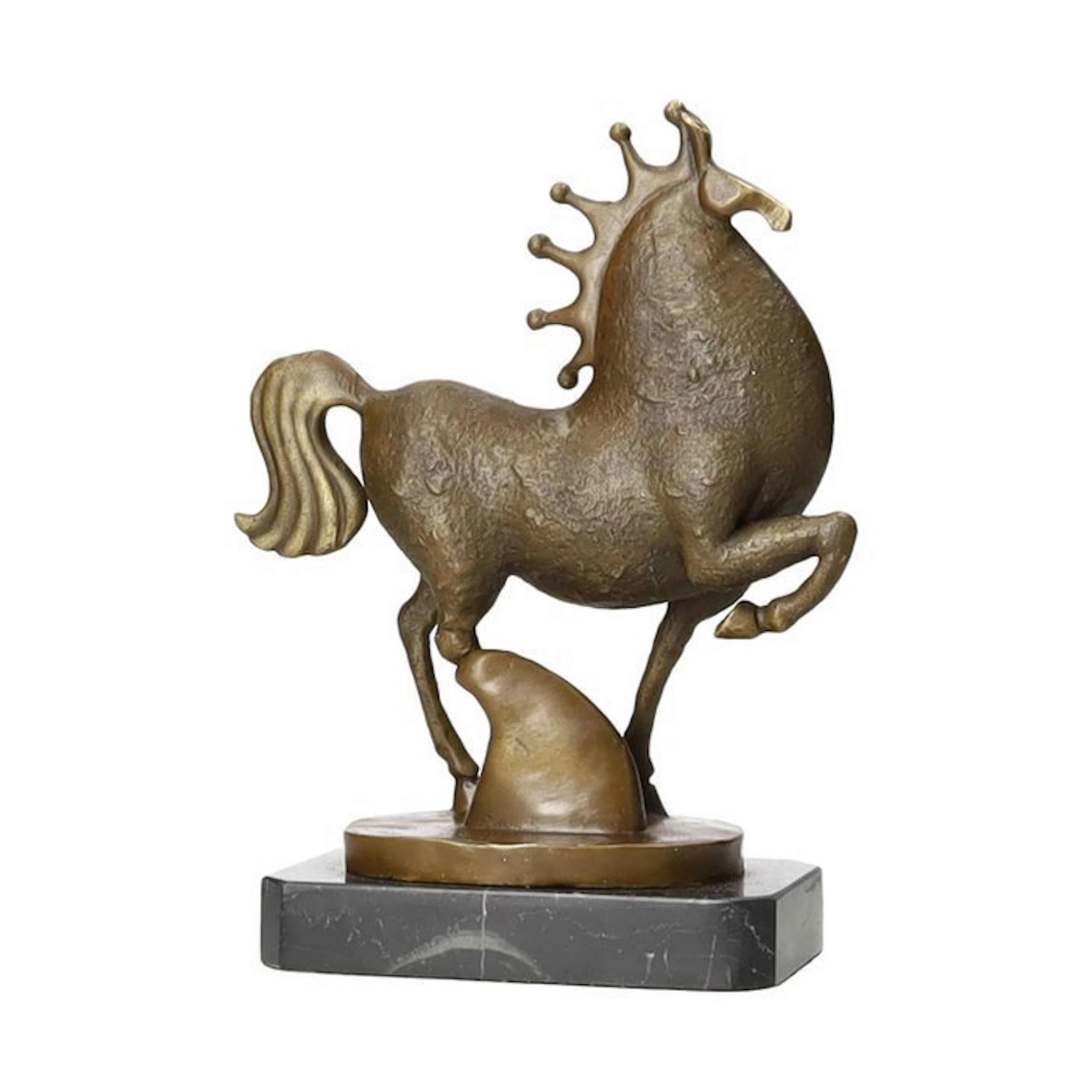 Figurine - Beeldje - Horse after Dali - Brons, Marmer - Bronze, Marble