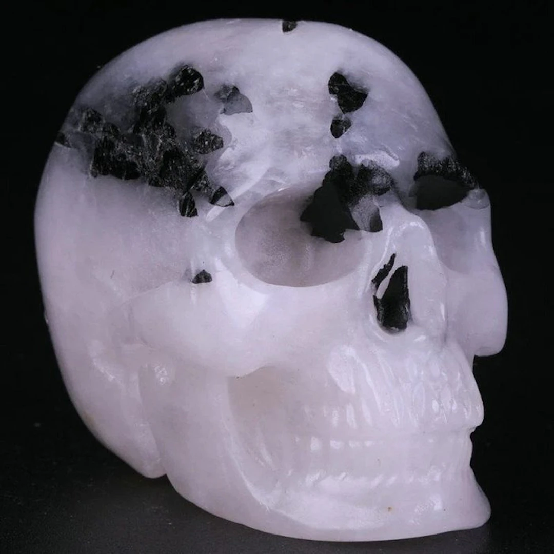 78g Tourmaline Quartz Skull – Raven Black