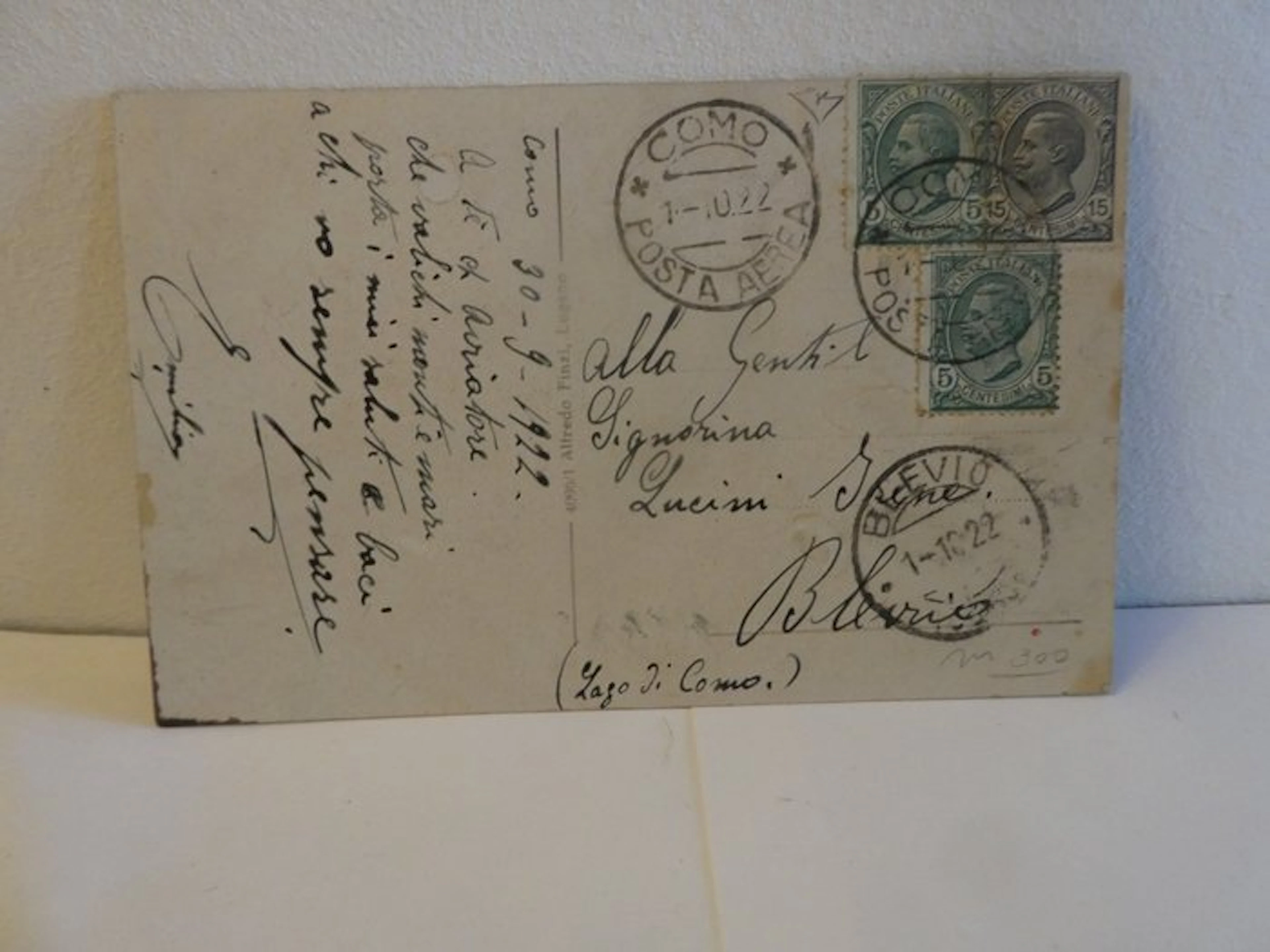 Italy Kingdom 1913/1925 - Airmail, special flights Como Lake . Italy