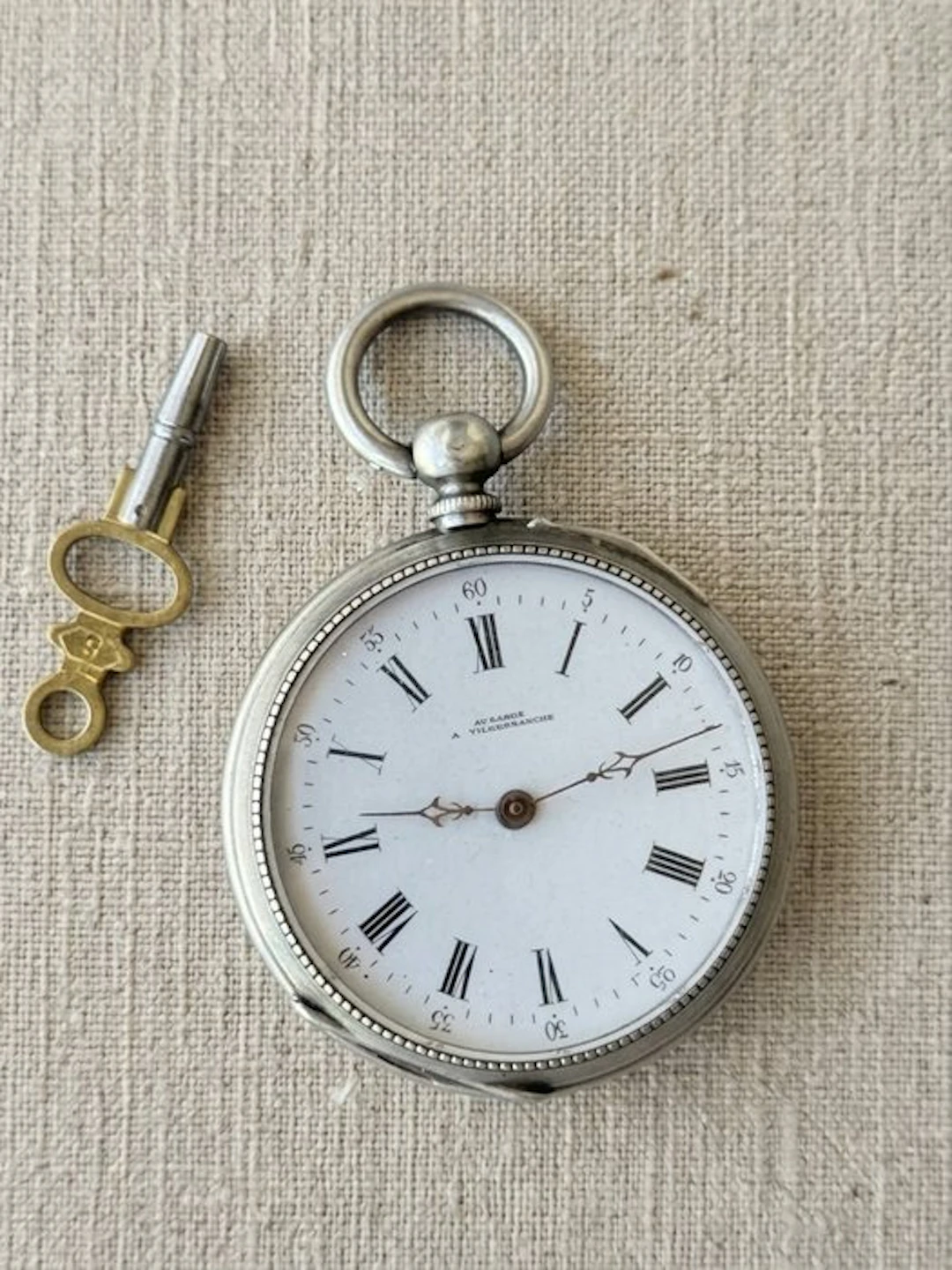 Montre à Gousset Lépine en Argent Massif à Clé – Échappement à Cylindre