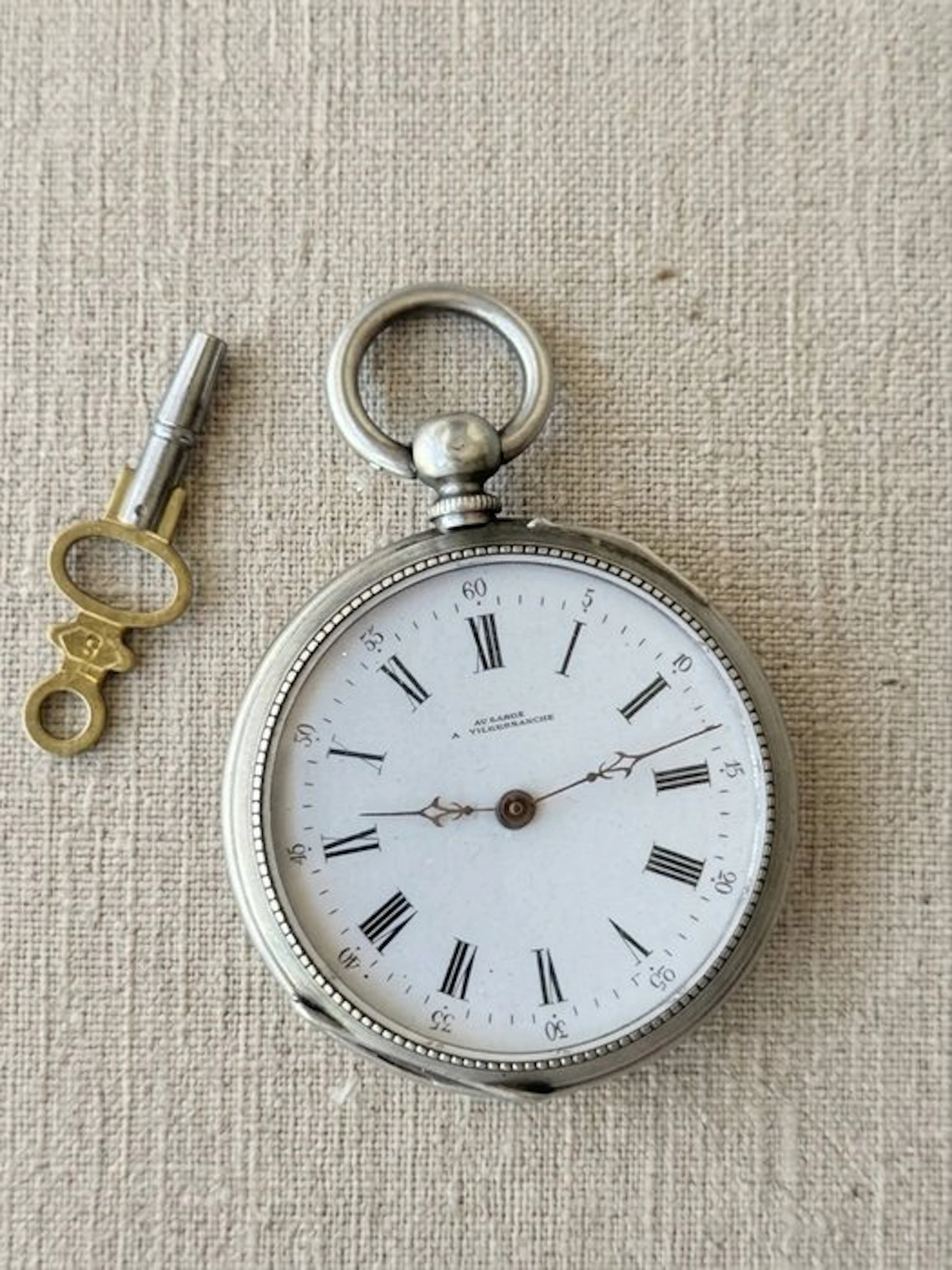 Montre à Gousset Lépine en Argent Massif à Clé – Échappement à Cylindre