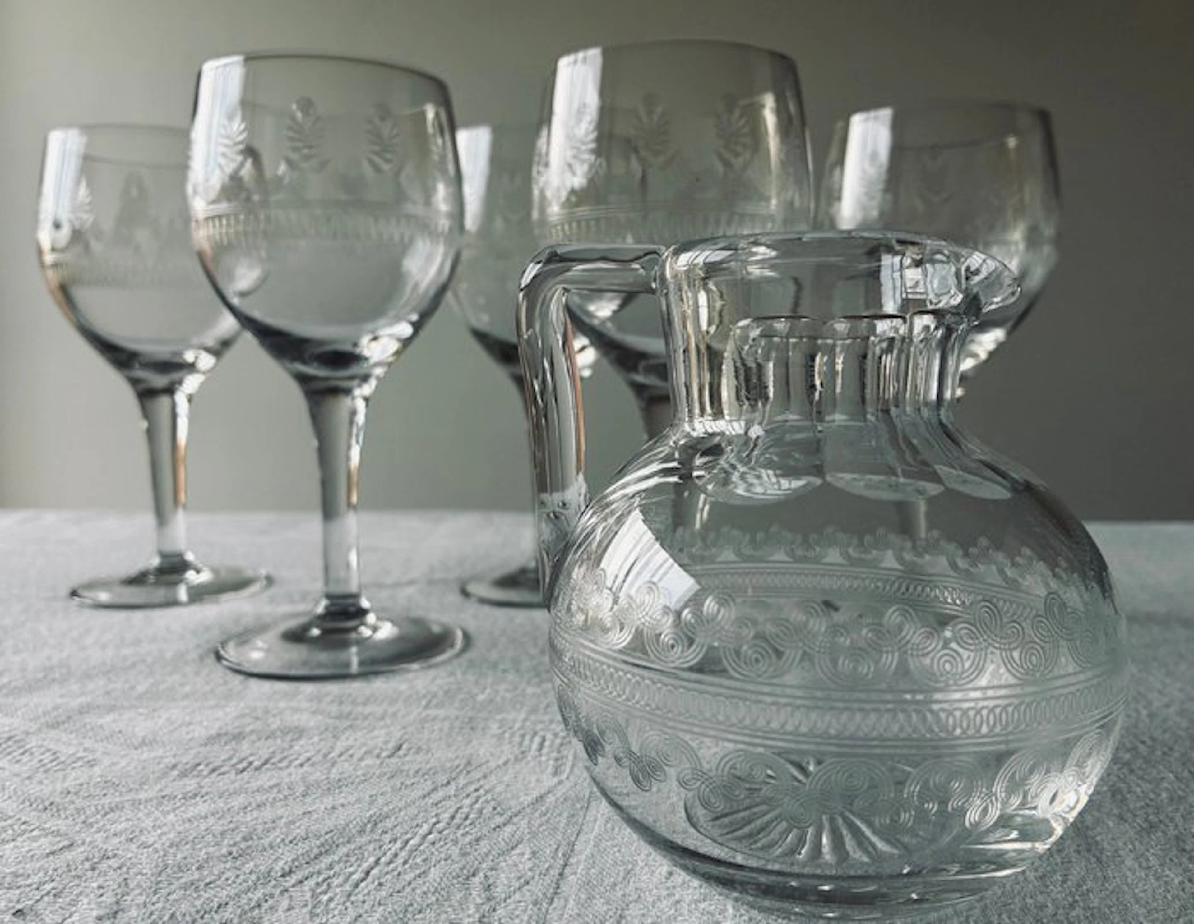 Val Saint Lambert - Drinking set (6) - guilloché...