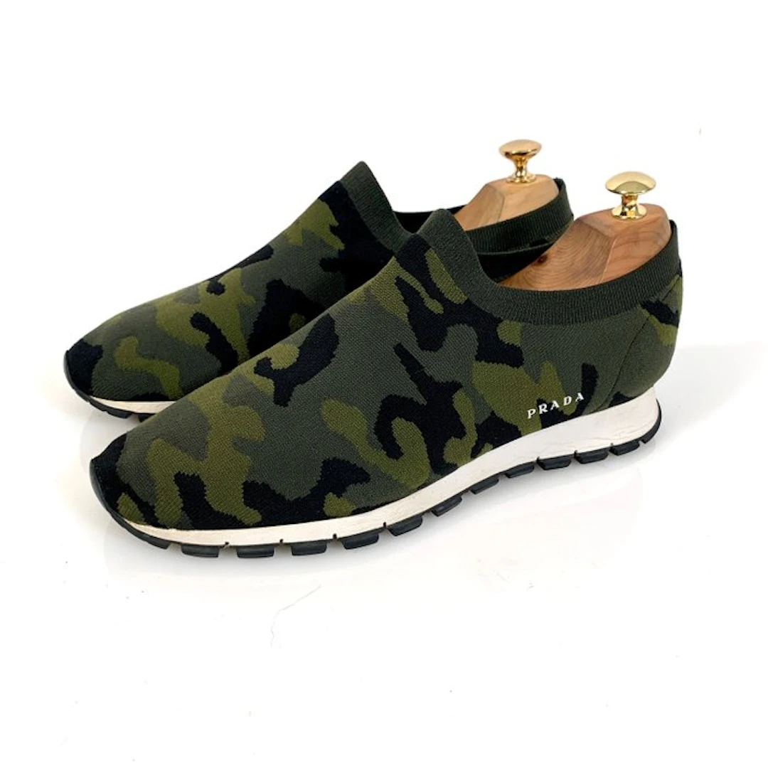Prada Knit LowTop Sneaker Camo 4S 3364 UK 7.5 - Sneakers - Size: EU 41.5