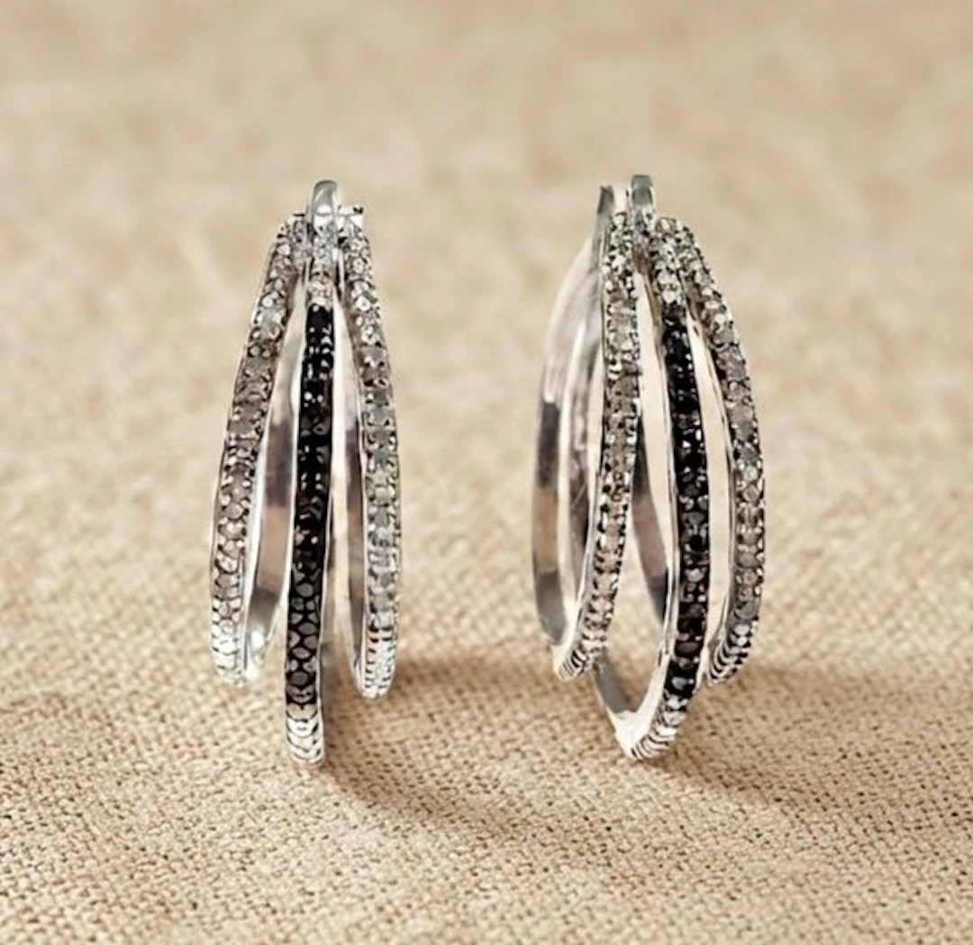 No reserve price - Earrings Silver - 0.50ct. tw. Diamond (Natural)