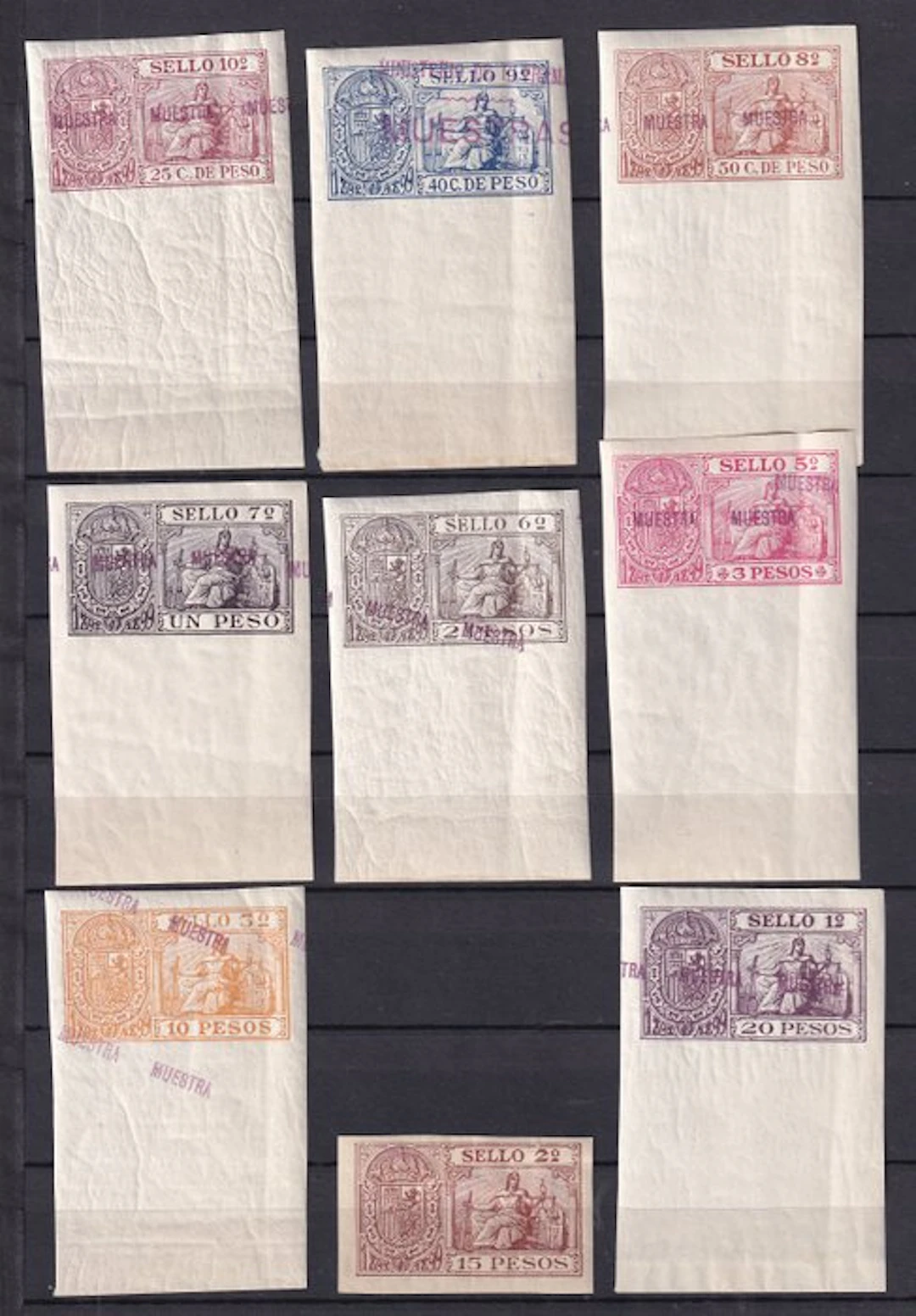 Puerto Rico 1896/1897 - Complete series, missing 5 pesetas - Specimens - MNH