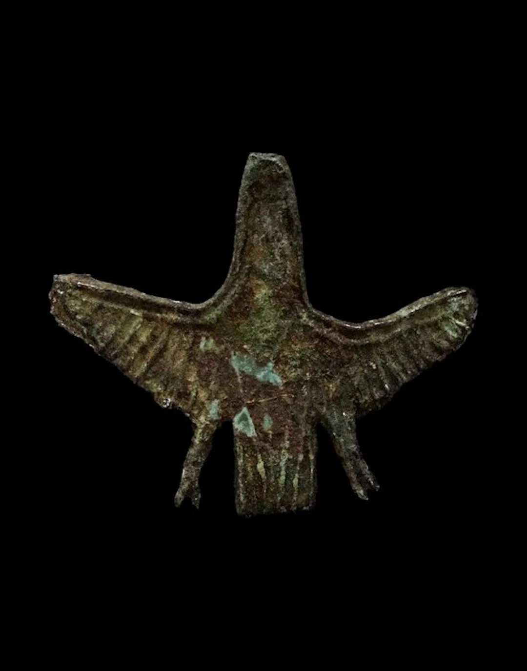 Ancient Chinese Bronze - Very rare bird appliqué...