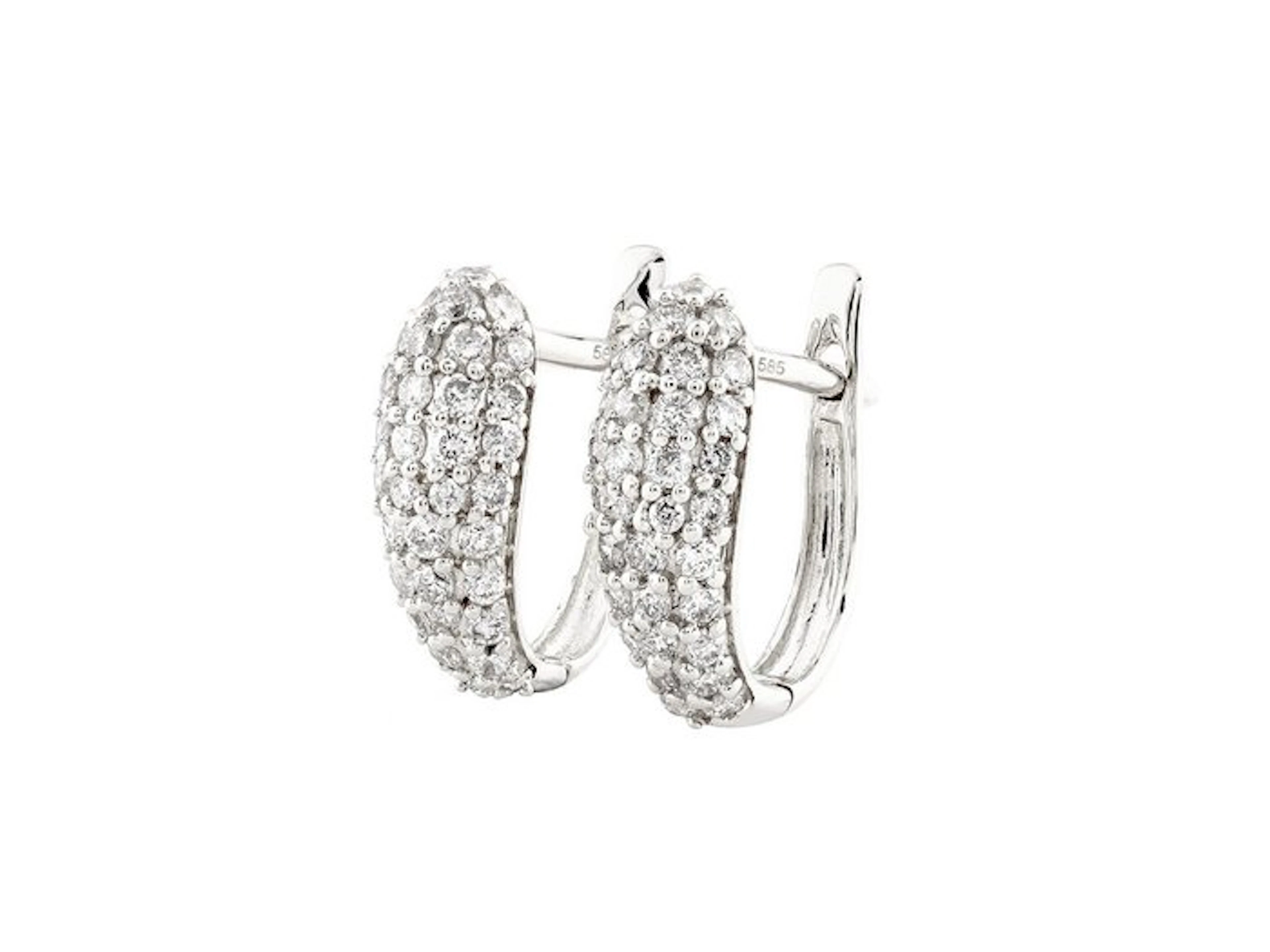 Earrings - 14 kt. White gold - 0.40ct. tw. Diamond (Natural)