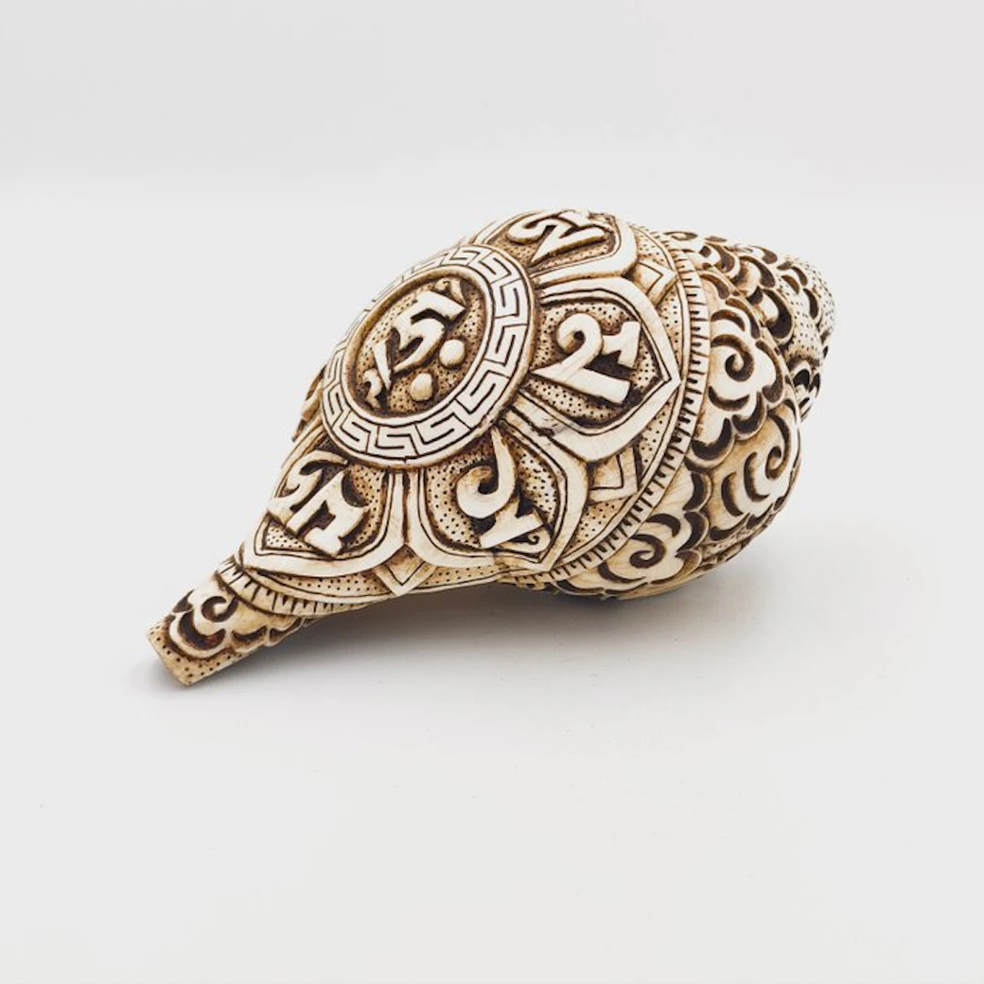 Ancient Tibetan or Nepalese Conch Shell Ritual Talisman...