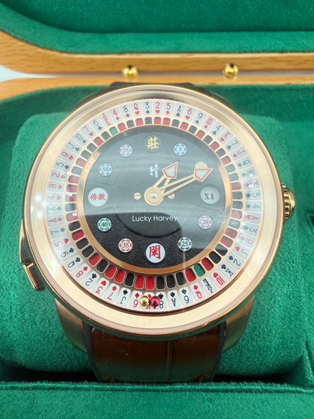 LUCKY HARVEY - Casino Series Rose Gold Poker Roulette 18k...