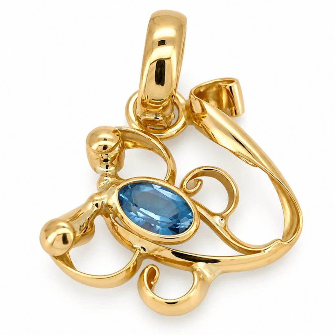 Pendant - 18 kt. Yellow gold - 0.60ct. tw. Topaz - Made in Italy - Handmade