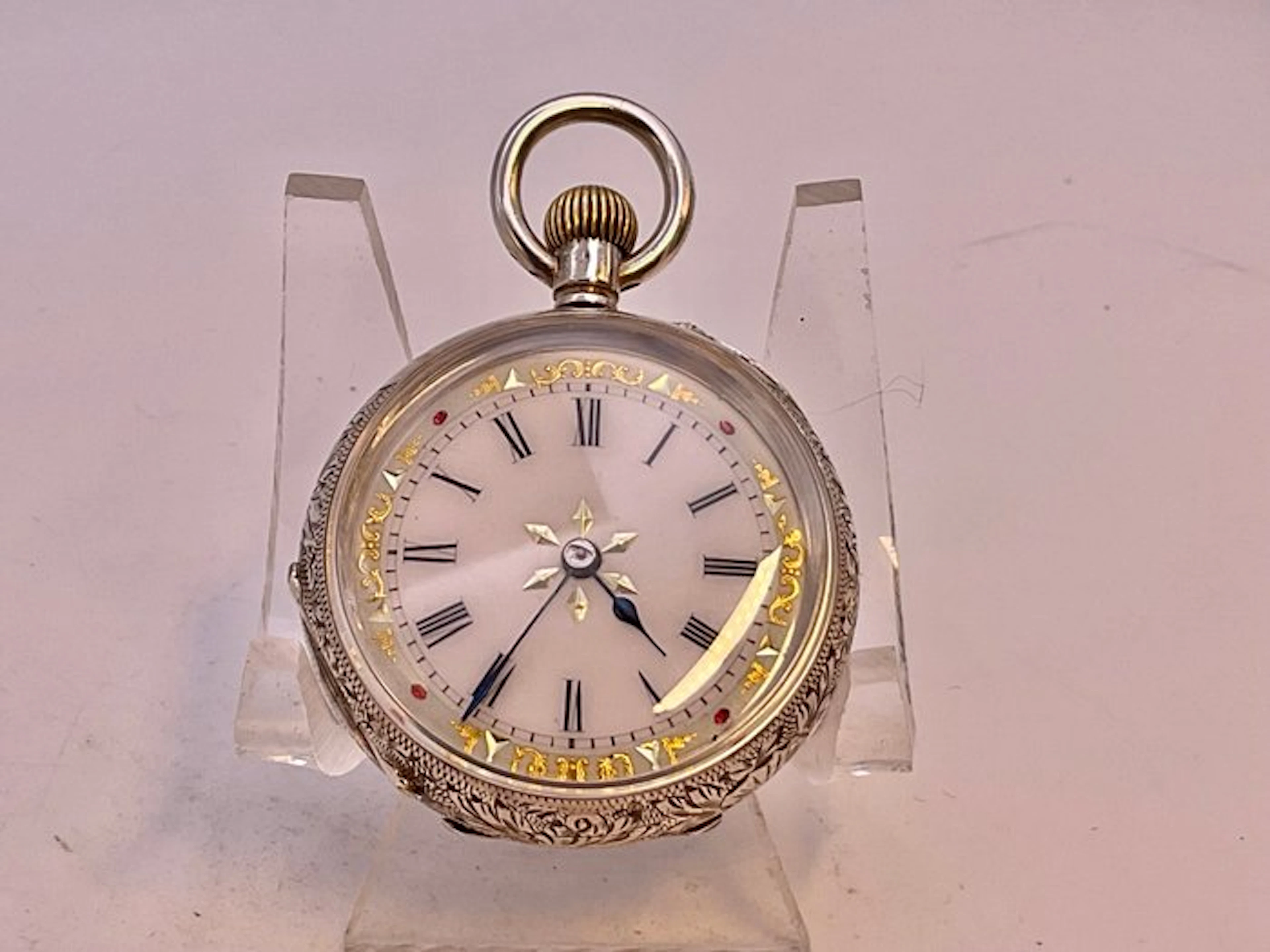 Splendido Cilindro . . Quadrante decorato . Argento . 1900 . - 1850-1900