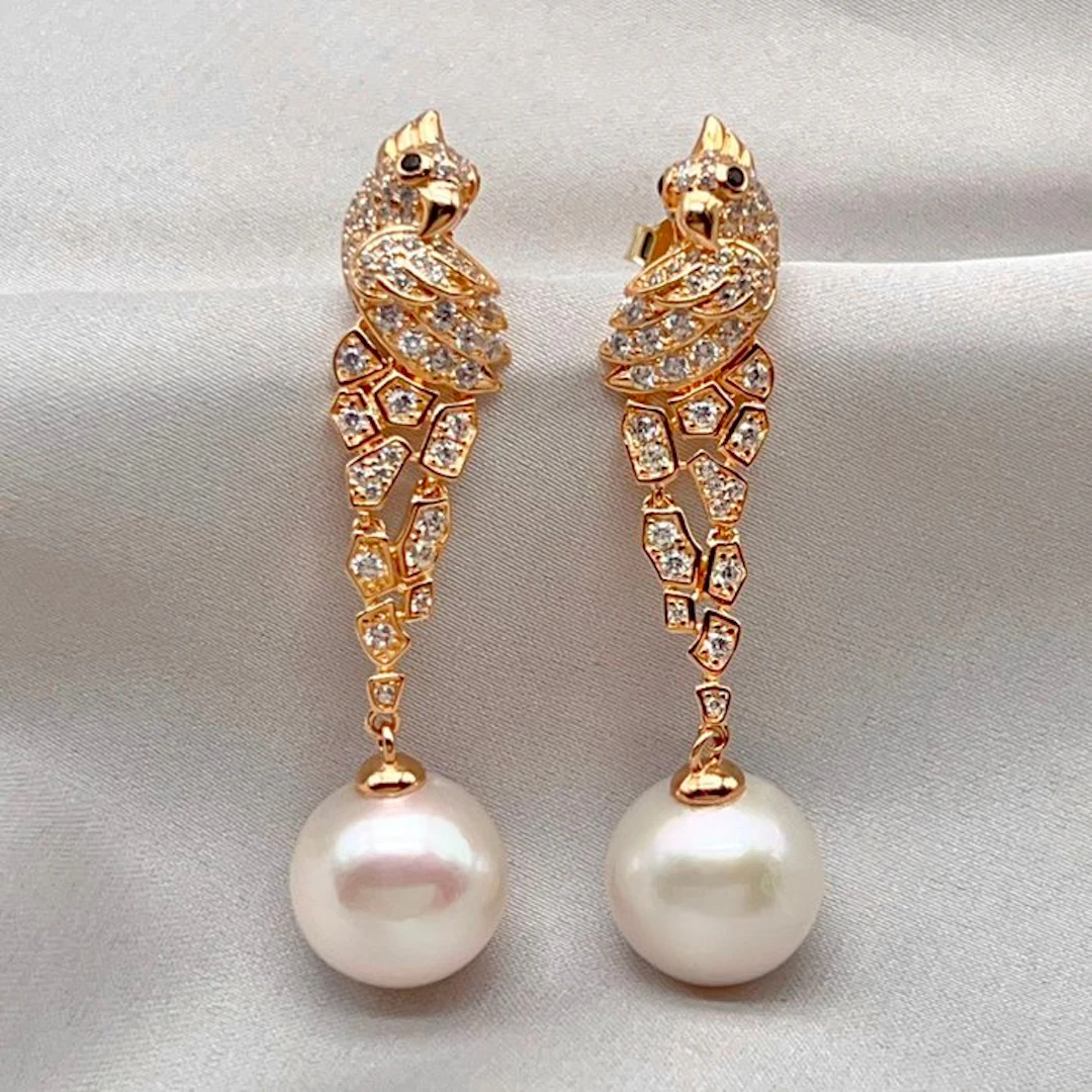 No reserve price - Earrings Silver Pearl - 11.8mm-Round Shape- New