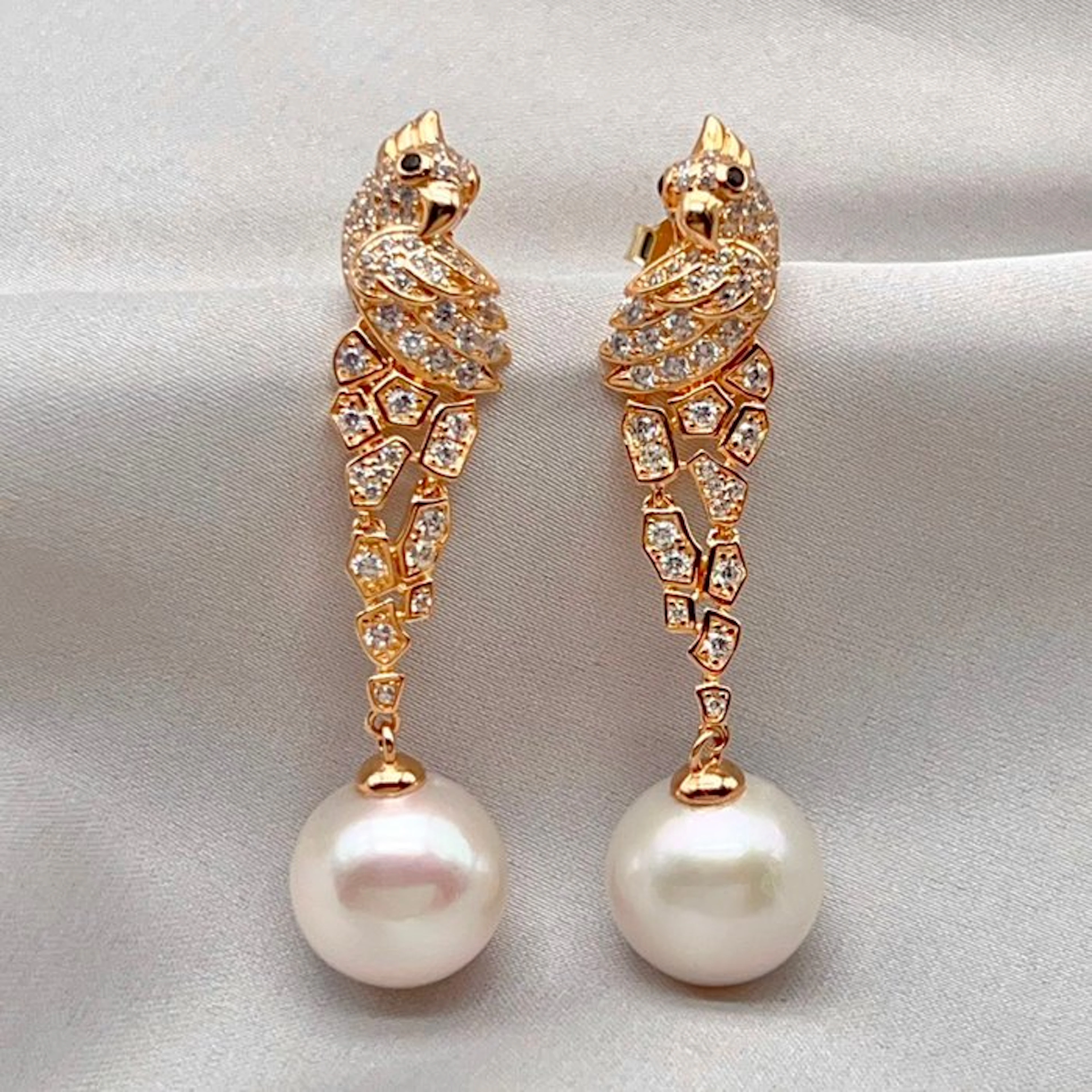 No reserve price - Earrings Silver Pearl - 11.8mm-Round Shape- New