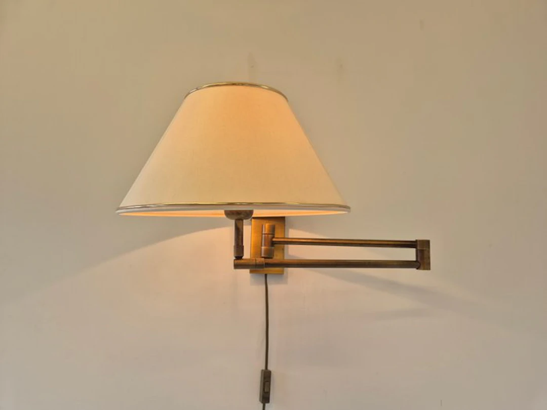 Wall lamp - Brass, Textile - Swingarm