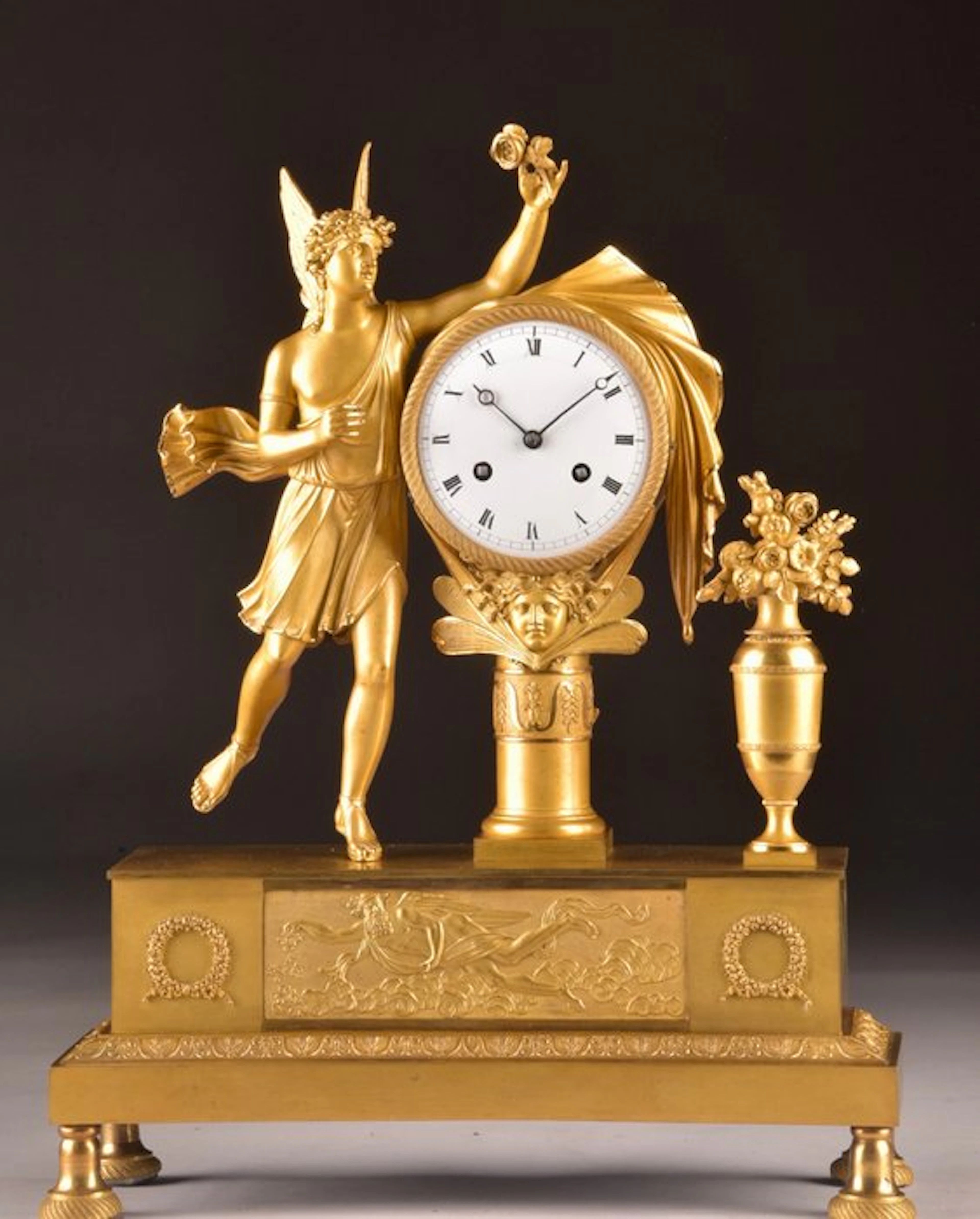Table clock - Empire verguld bronzen pendule “Genius des Guten”