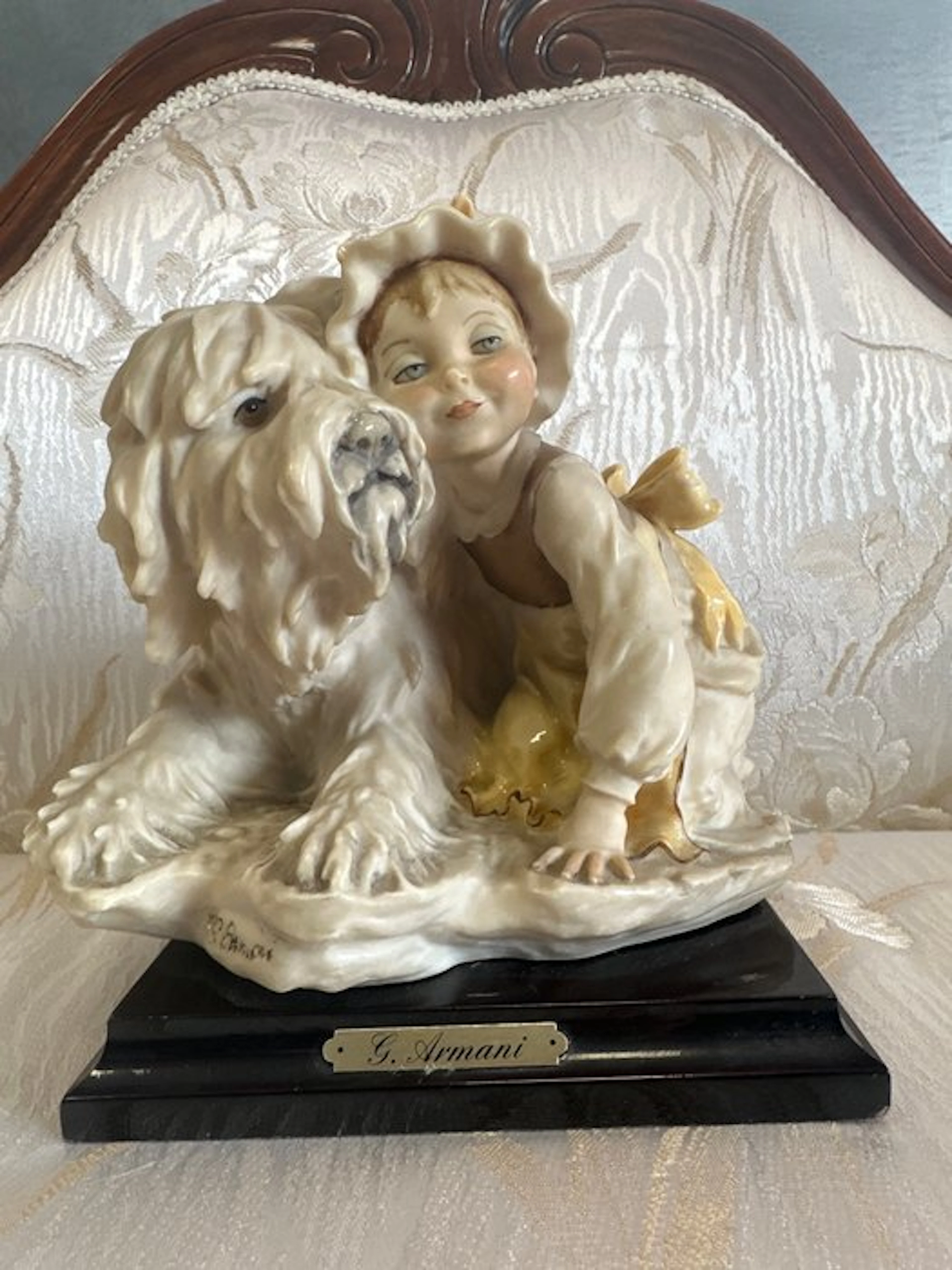 Florence - G. Armani - Figure - Girl with shaggy dog - Porcelain