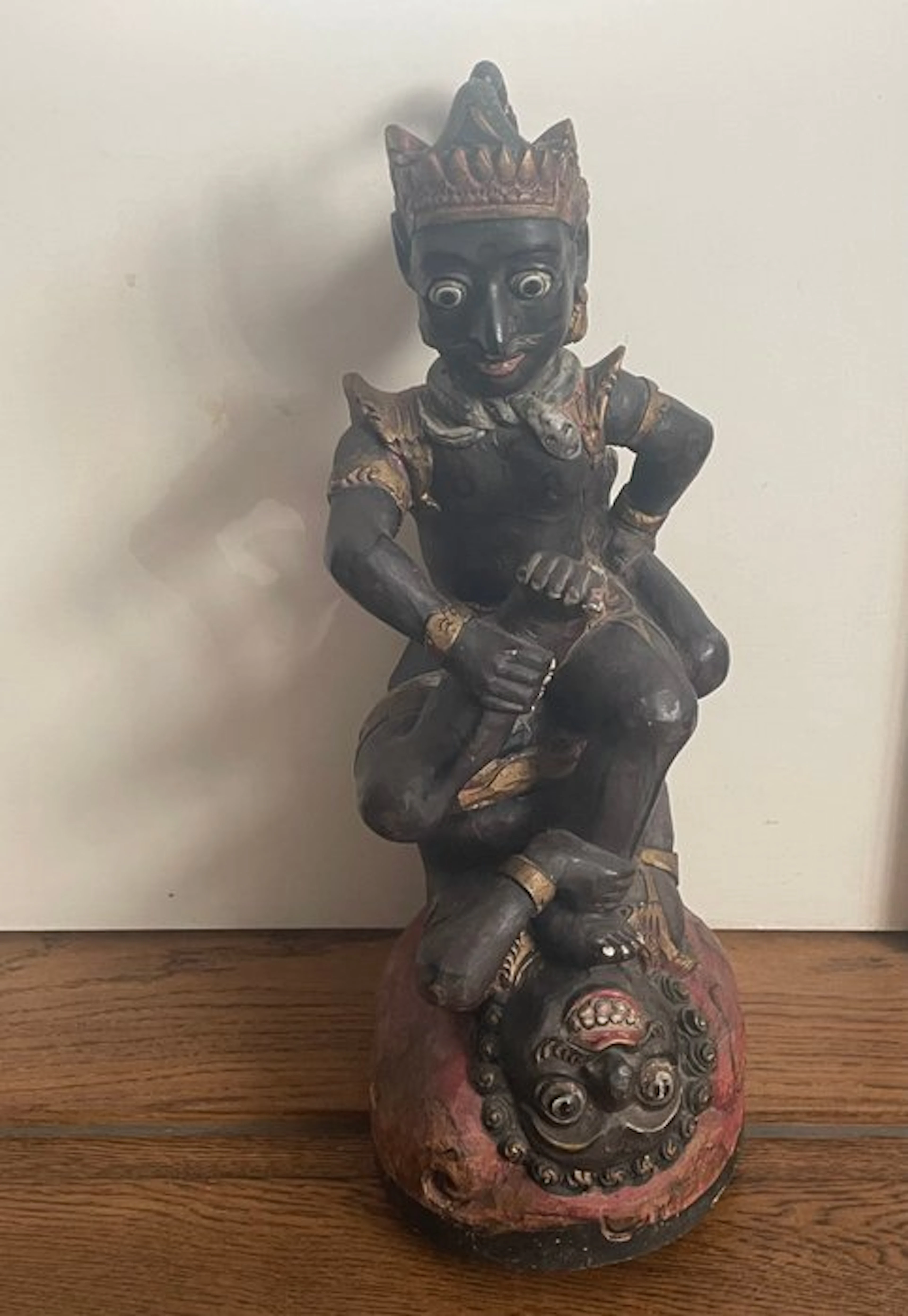 Antique Polychrome North Balinese Wooden Statue (Togog)...