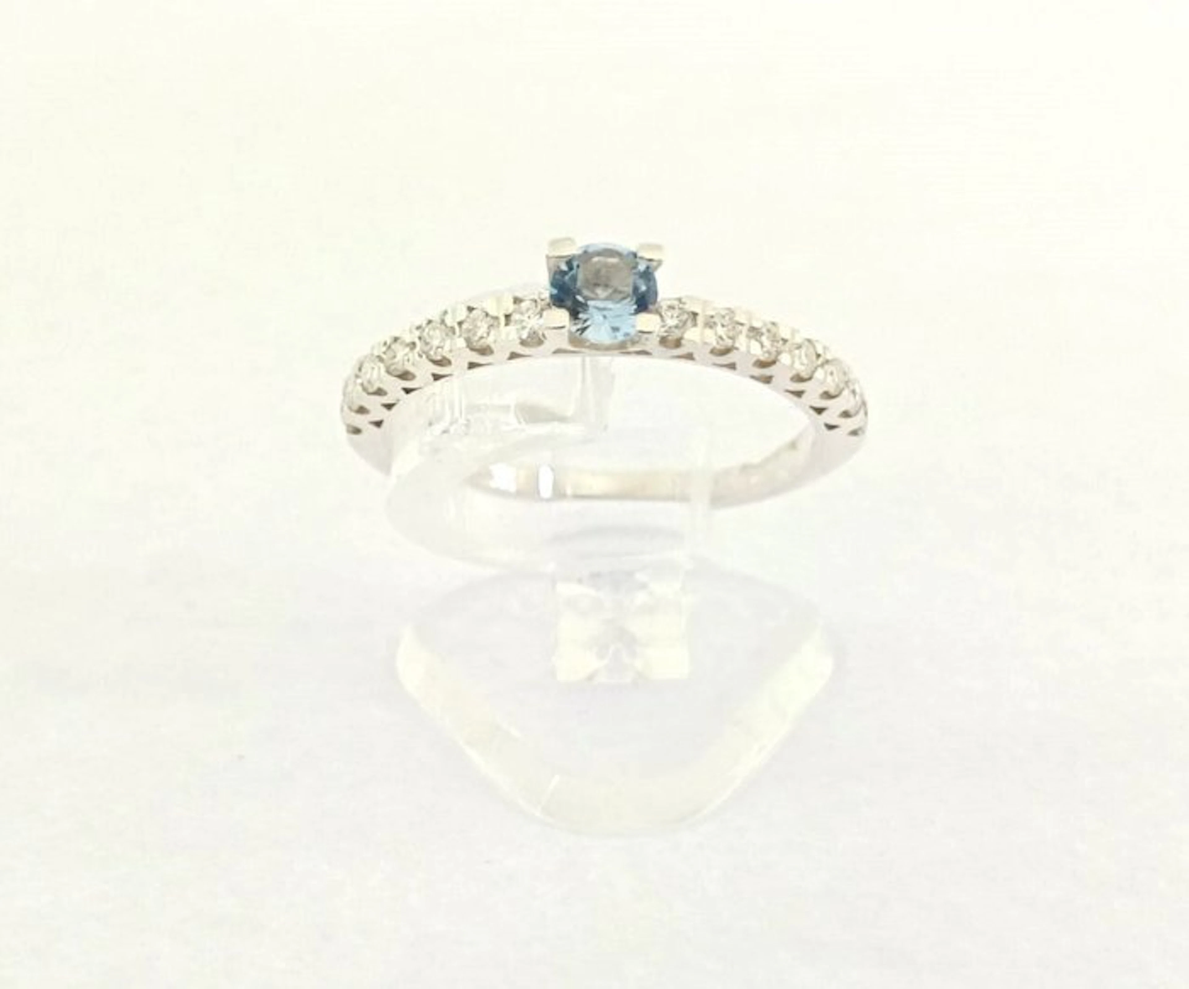 No reserve price - Ring Silver Aquamarine - Diamond
