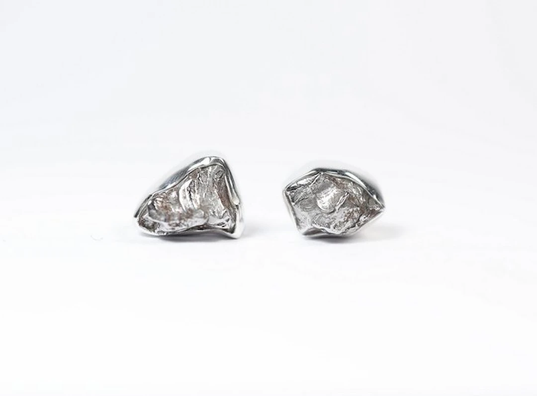 2 × stud earrings Meteorite Campo del Cielo / new 925
