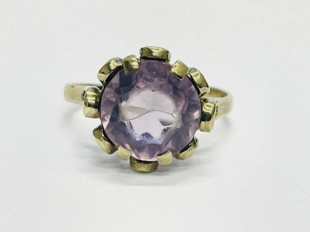 No reserve price - Ring - 8 kt. Yellow gold Amethyst