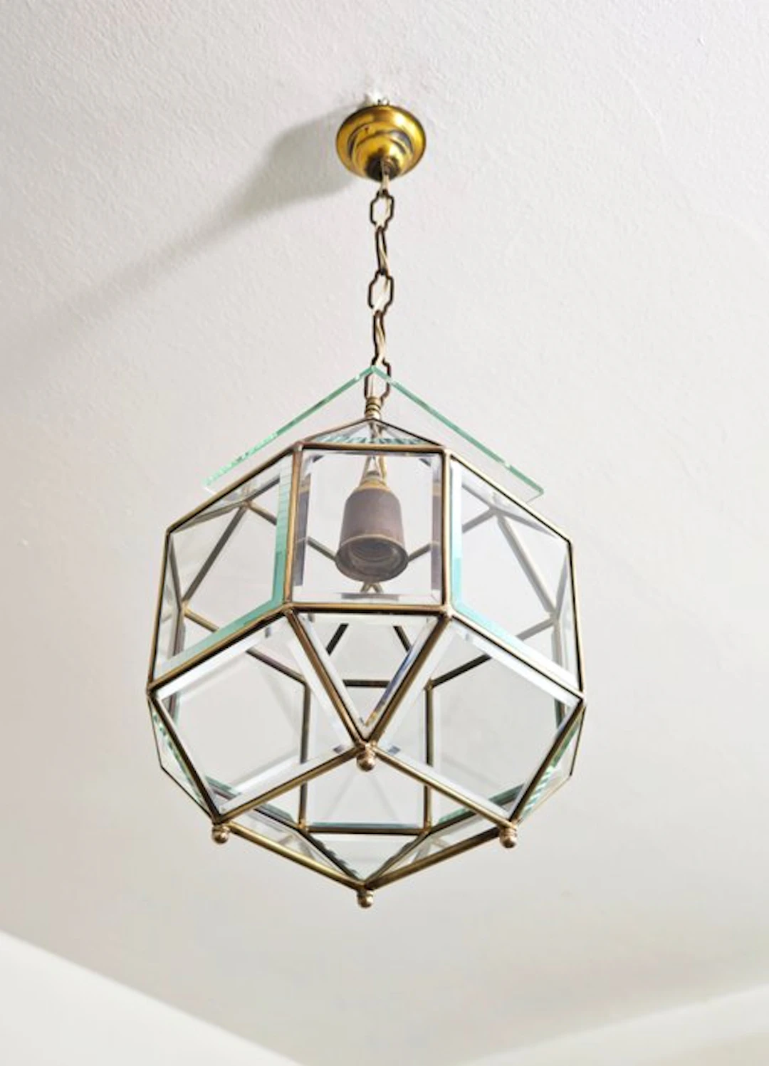 Hanging lamp - Glass, Brass, Metal - Italian Design 1950s–1960s
