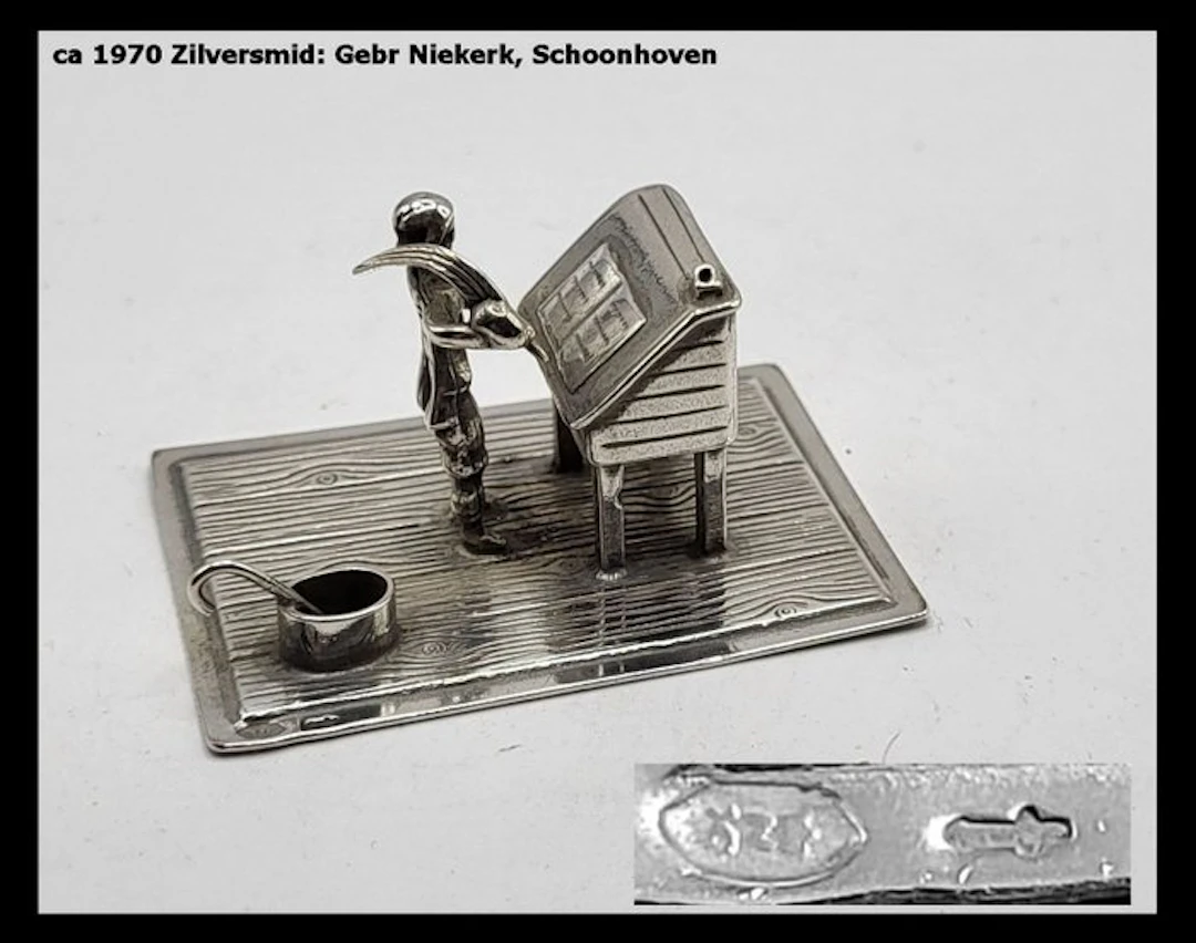 Miniature figurine - Prachtige zilveren miniatuur "Klerk...