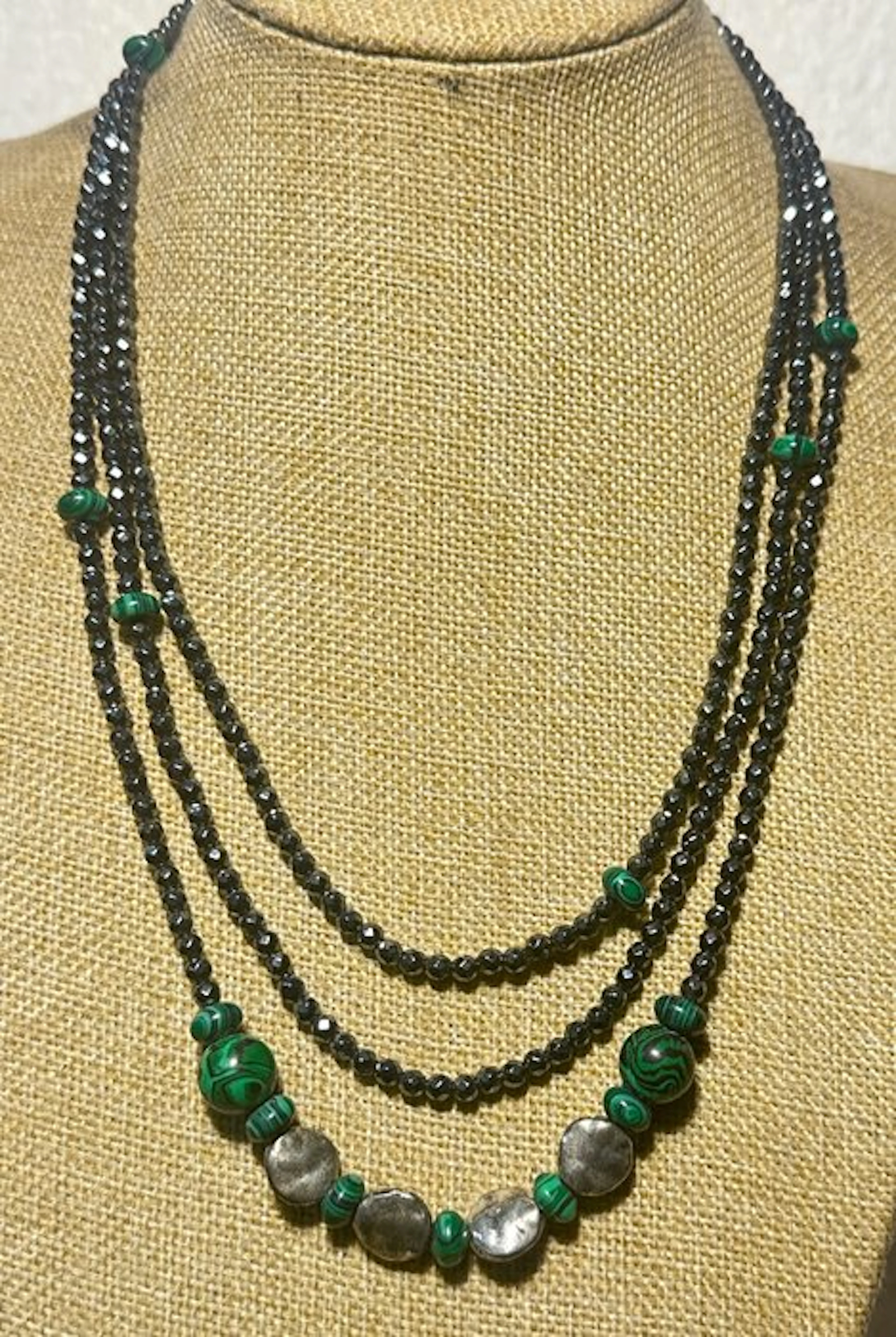 Natural Black Hematite and Malachite