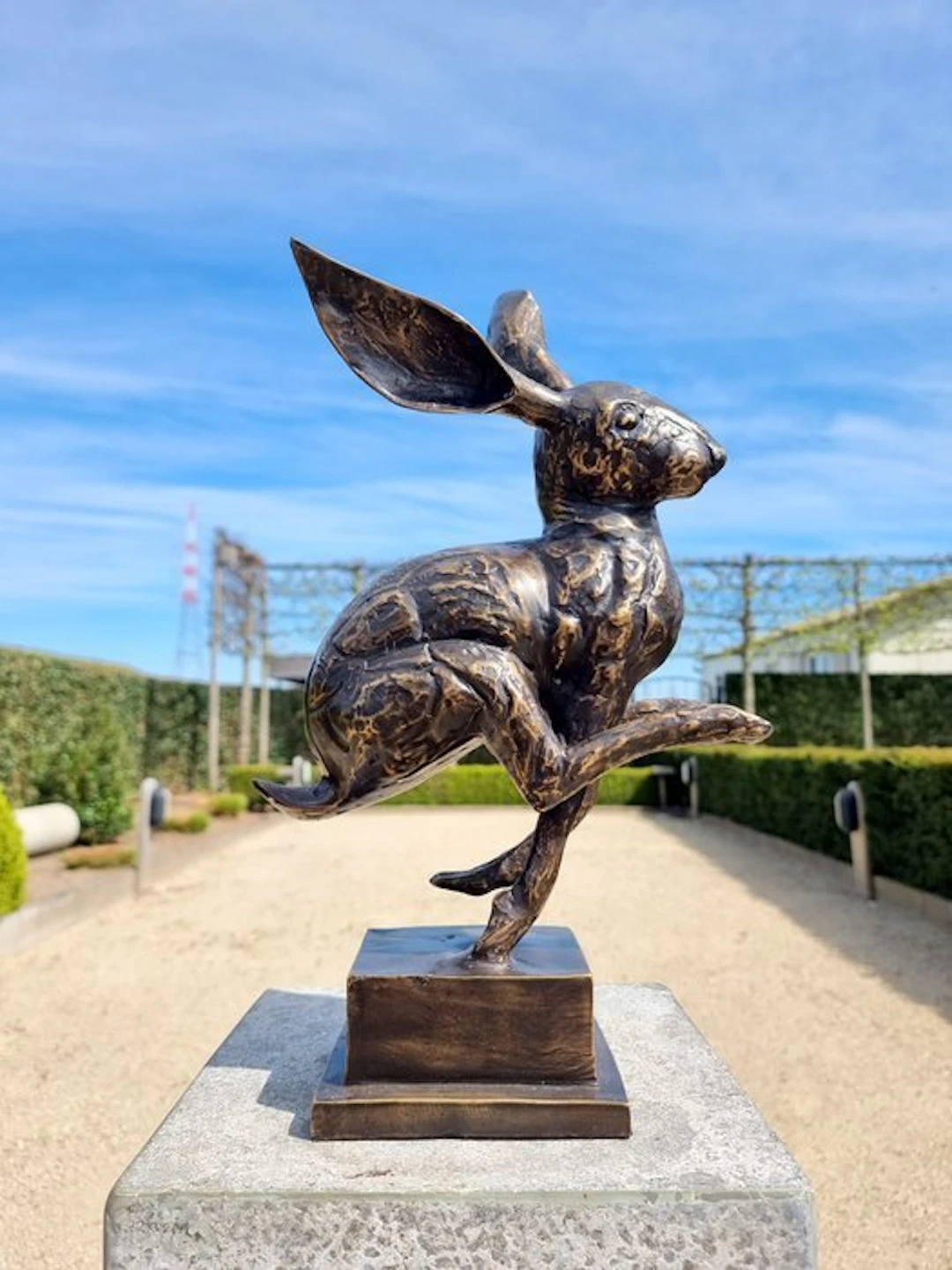 Figurine - Beeldje - rennende haas - Brons - Bronze