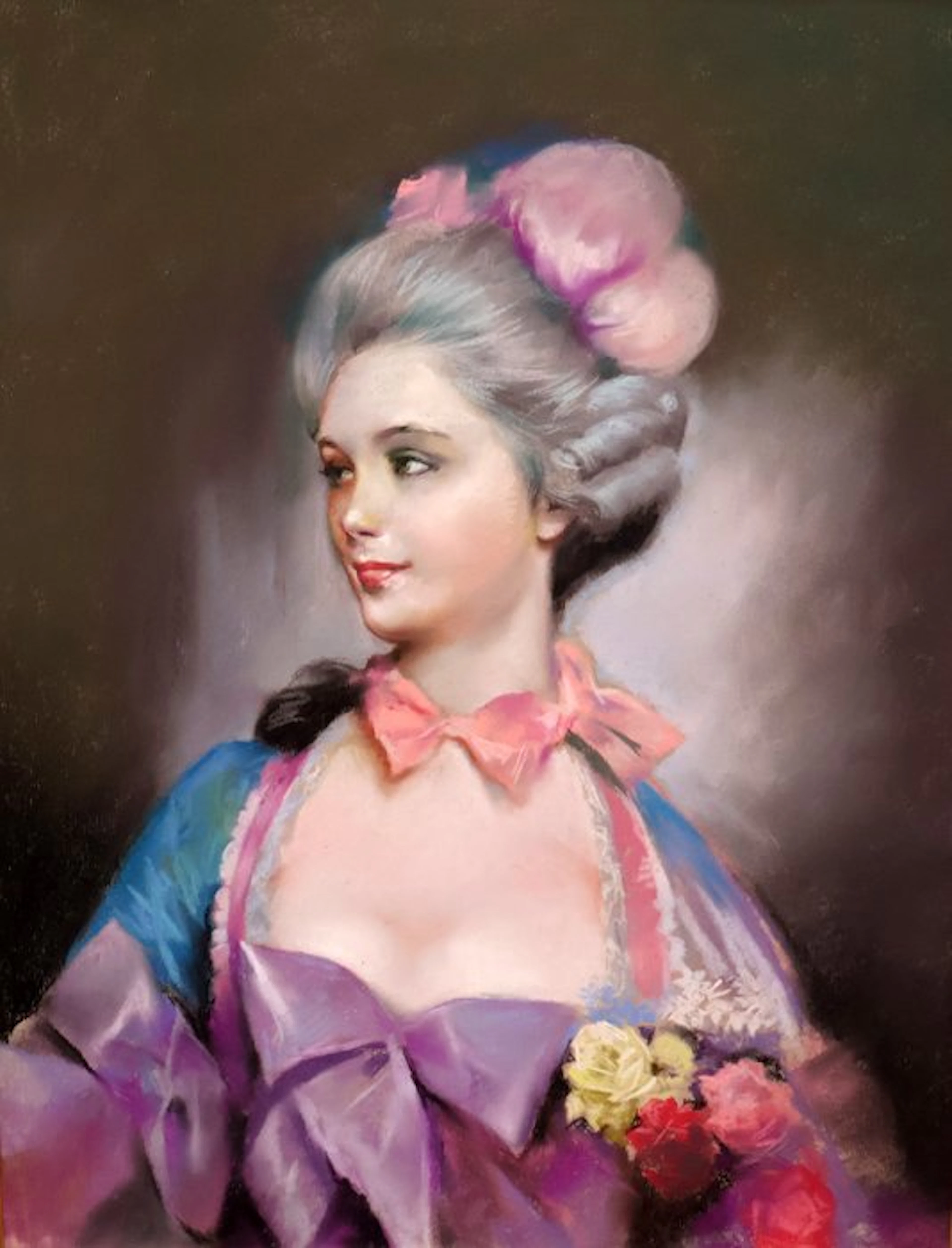 Italian School (XX) - Portrait of a Lady with a Bouquet