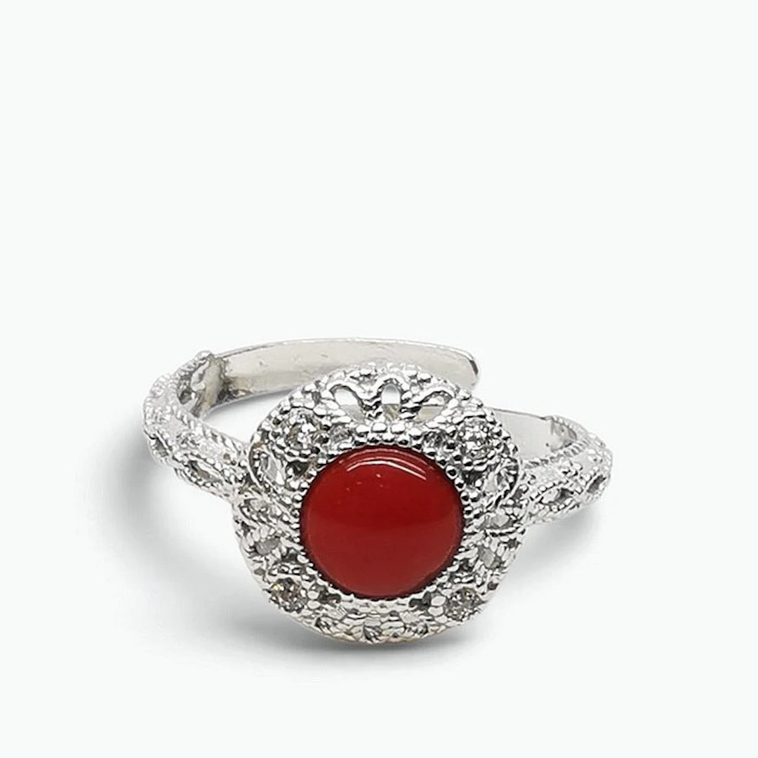 Coral - Sterling Silver 925 - Ring - Italian craftsmanship